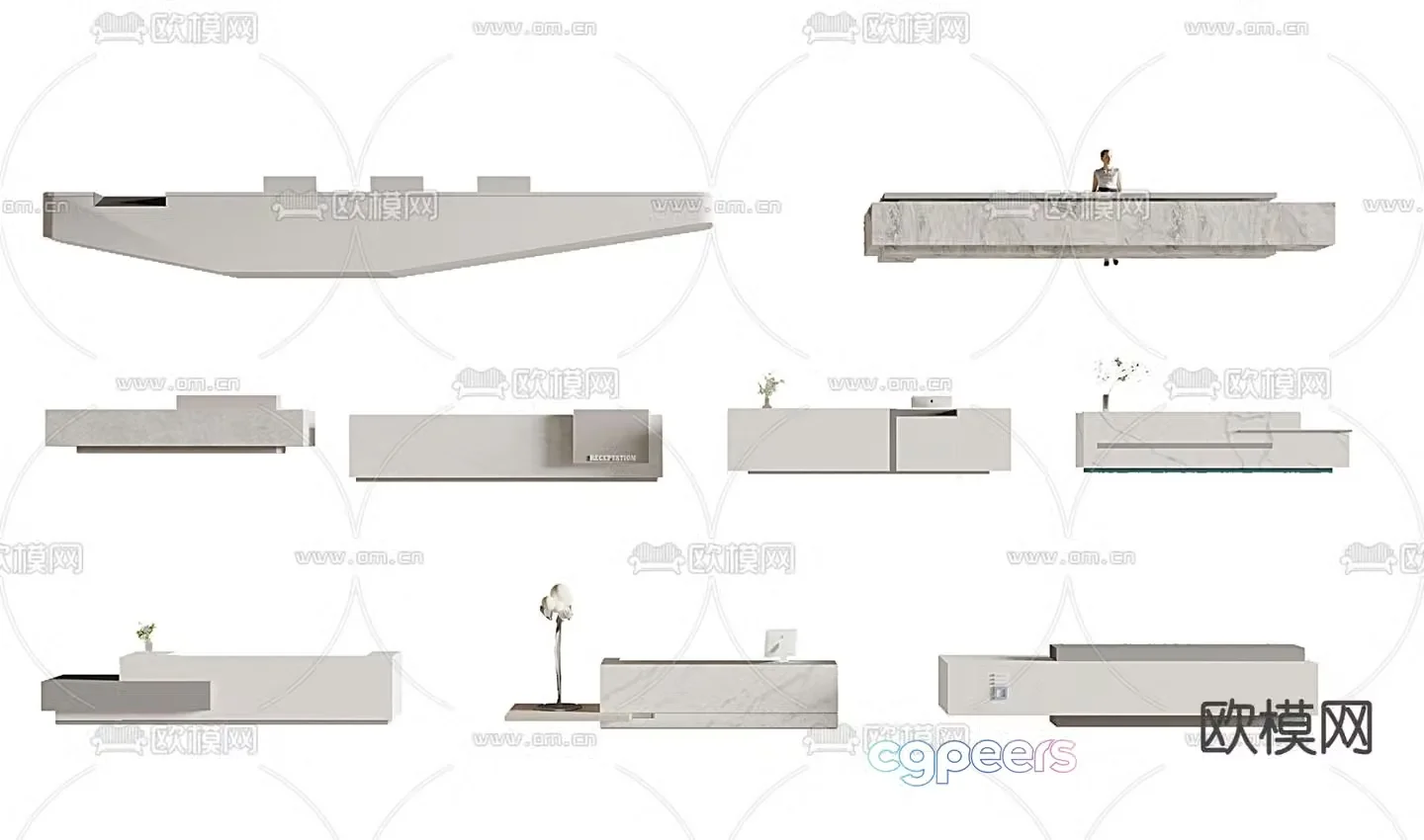 Front desk reception desk service desk 3d model