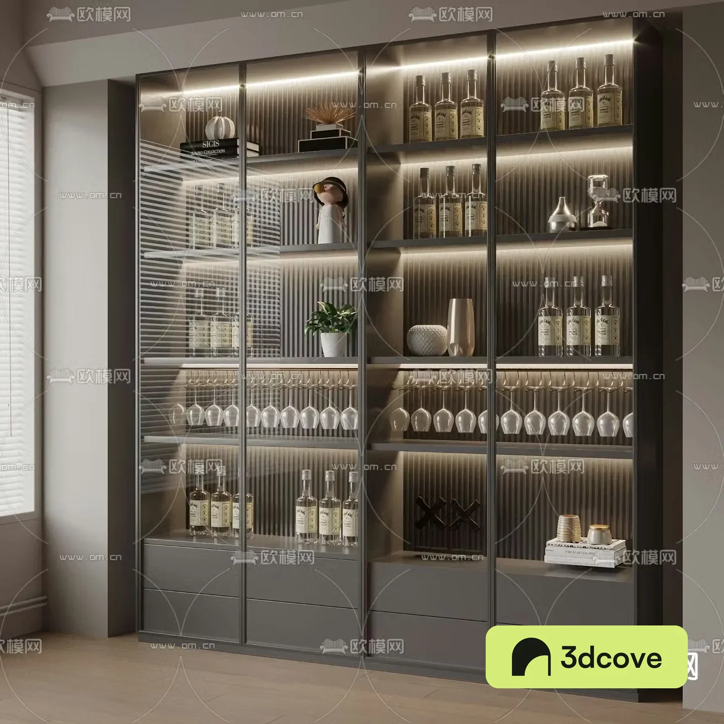 Modern wine cabinet glass wine cabinet