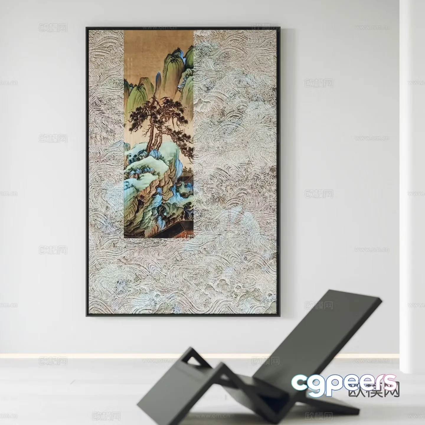 New Chinese style hanging paintings decorative paintings leisure chairs 3D model