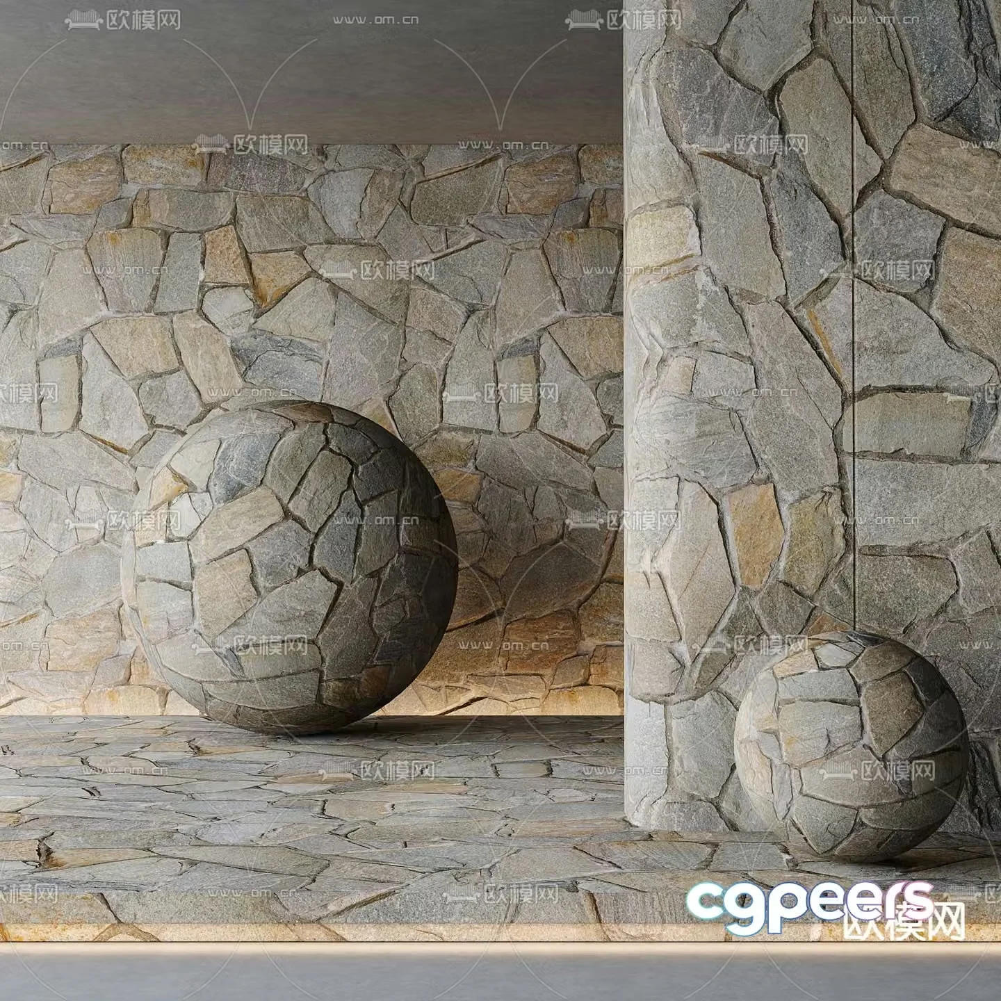 Modern stone wall brick wall 3d model