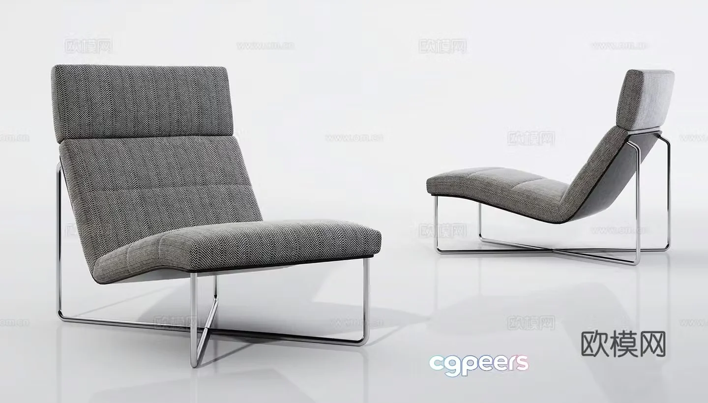 Modern minimalist lounge chair cloth chair indoor lounge chair 3d model