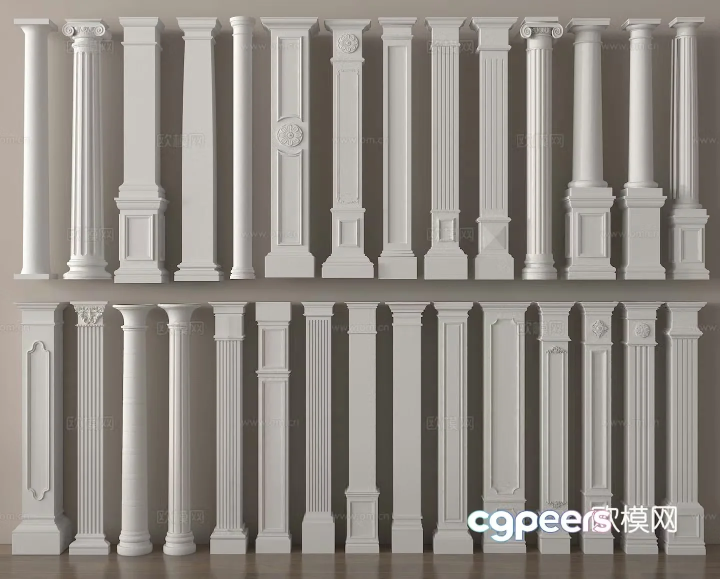 French column gypsum column roman column square column door column 3D model