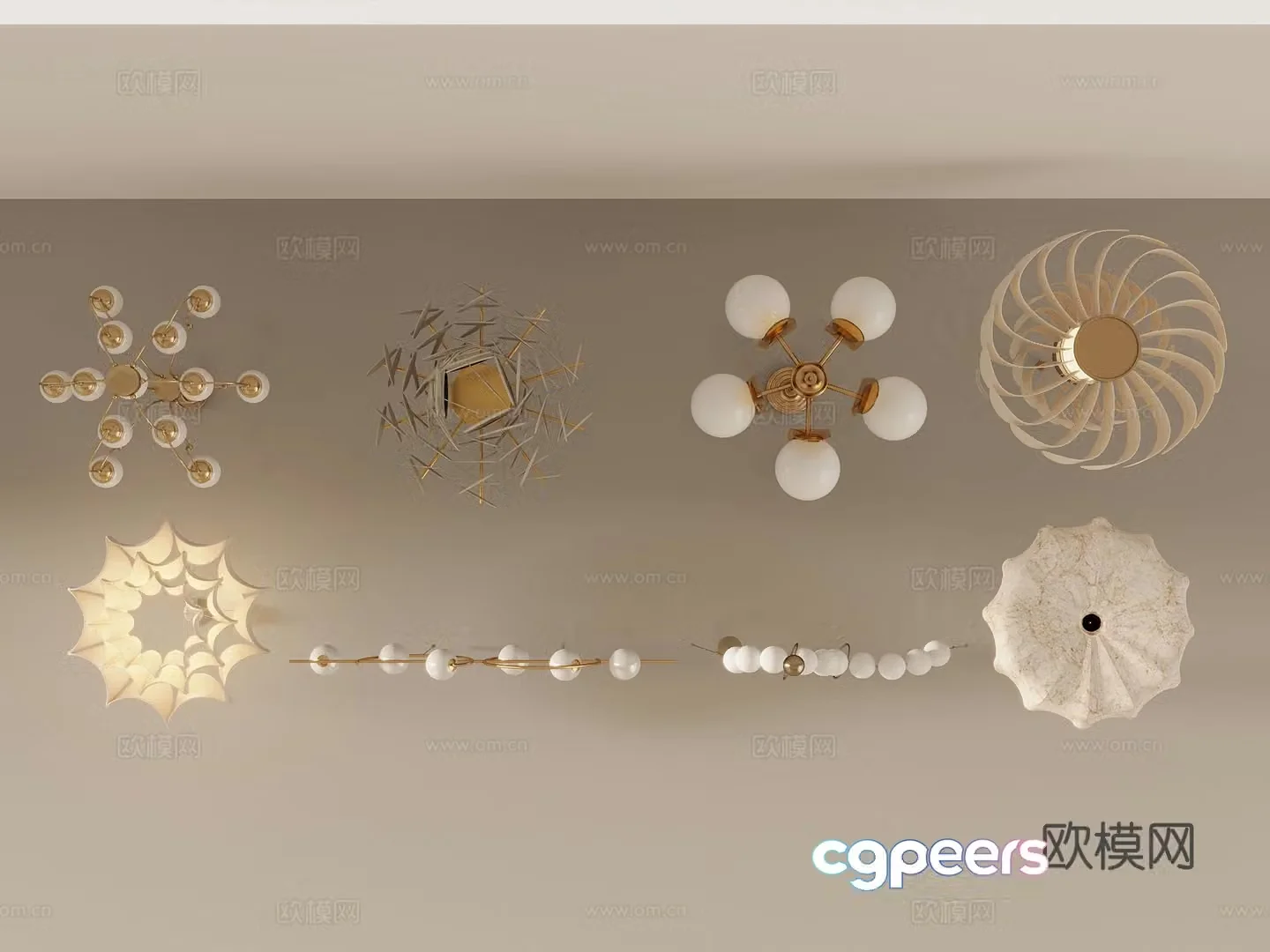 Cream style decorative chandelier gypsum lamp tray 3d model