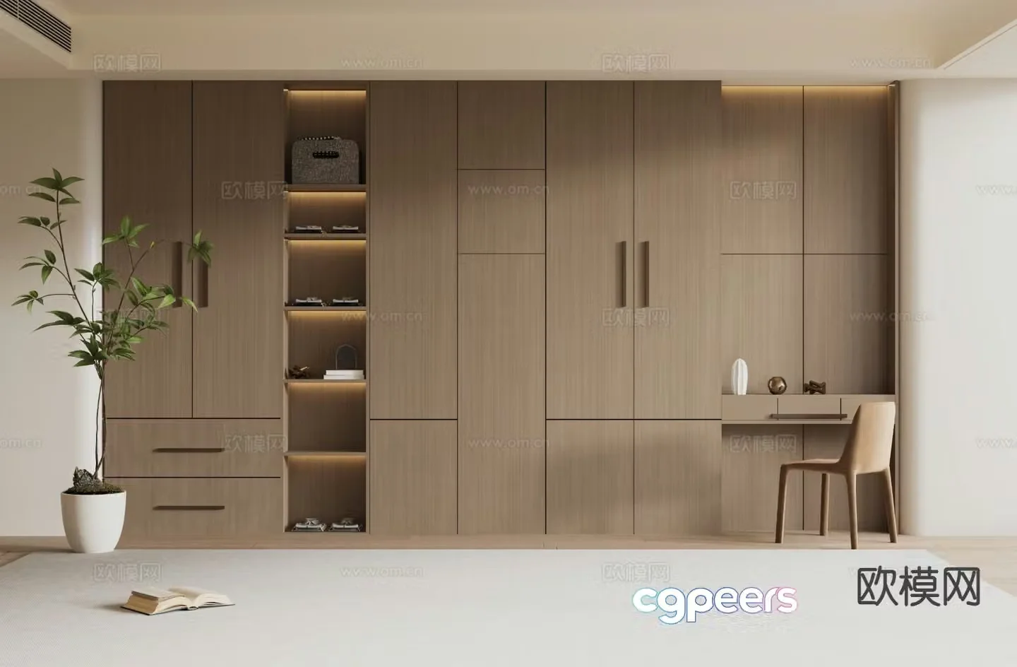 modern wardrobe wooden wardrobe 3d model
