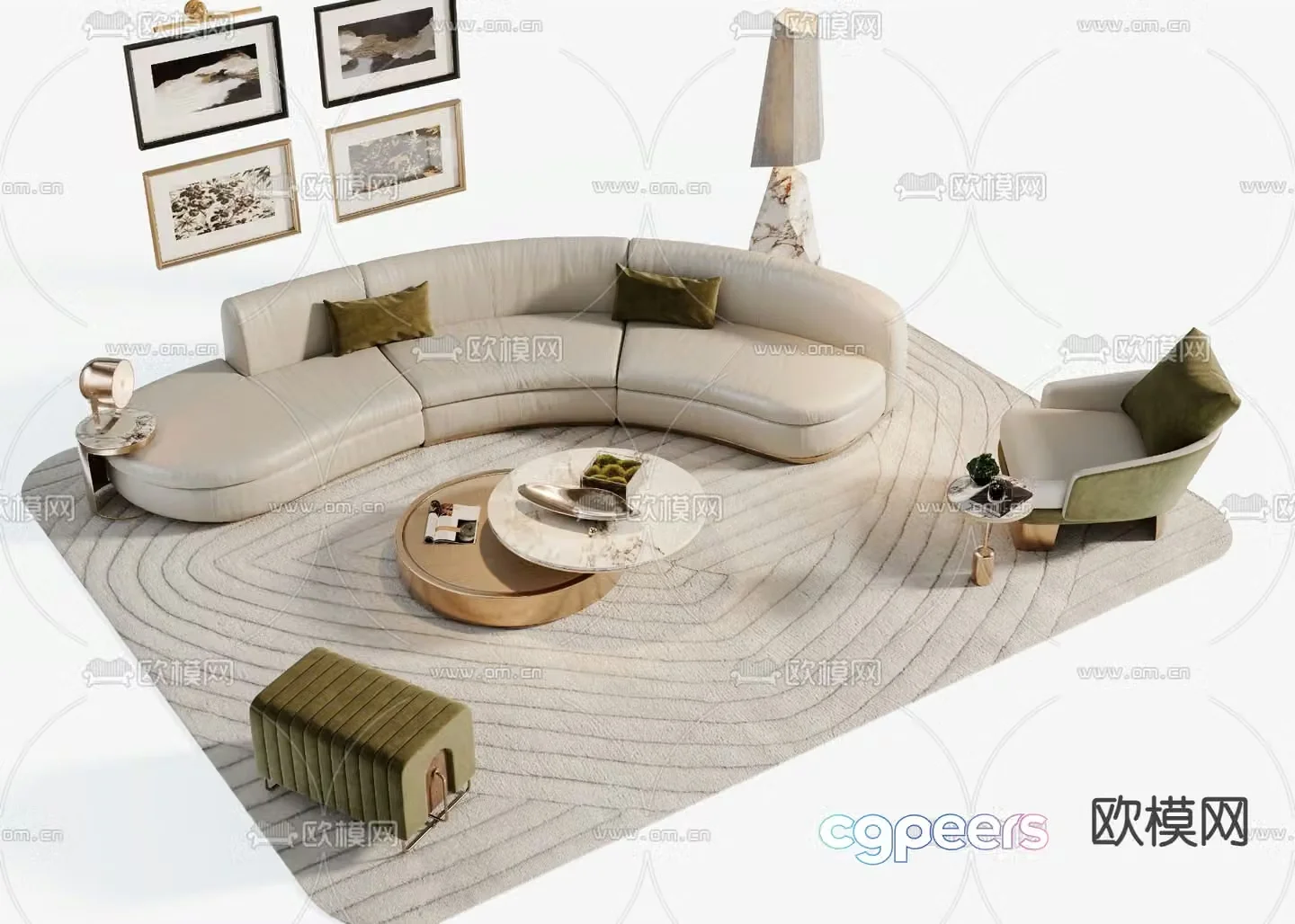 Modern sectional sofa 3d model