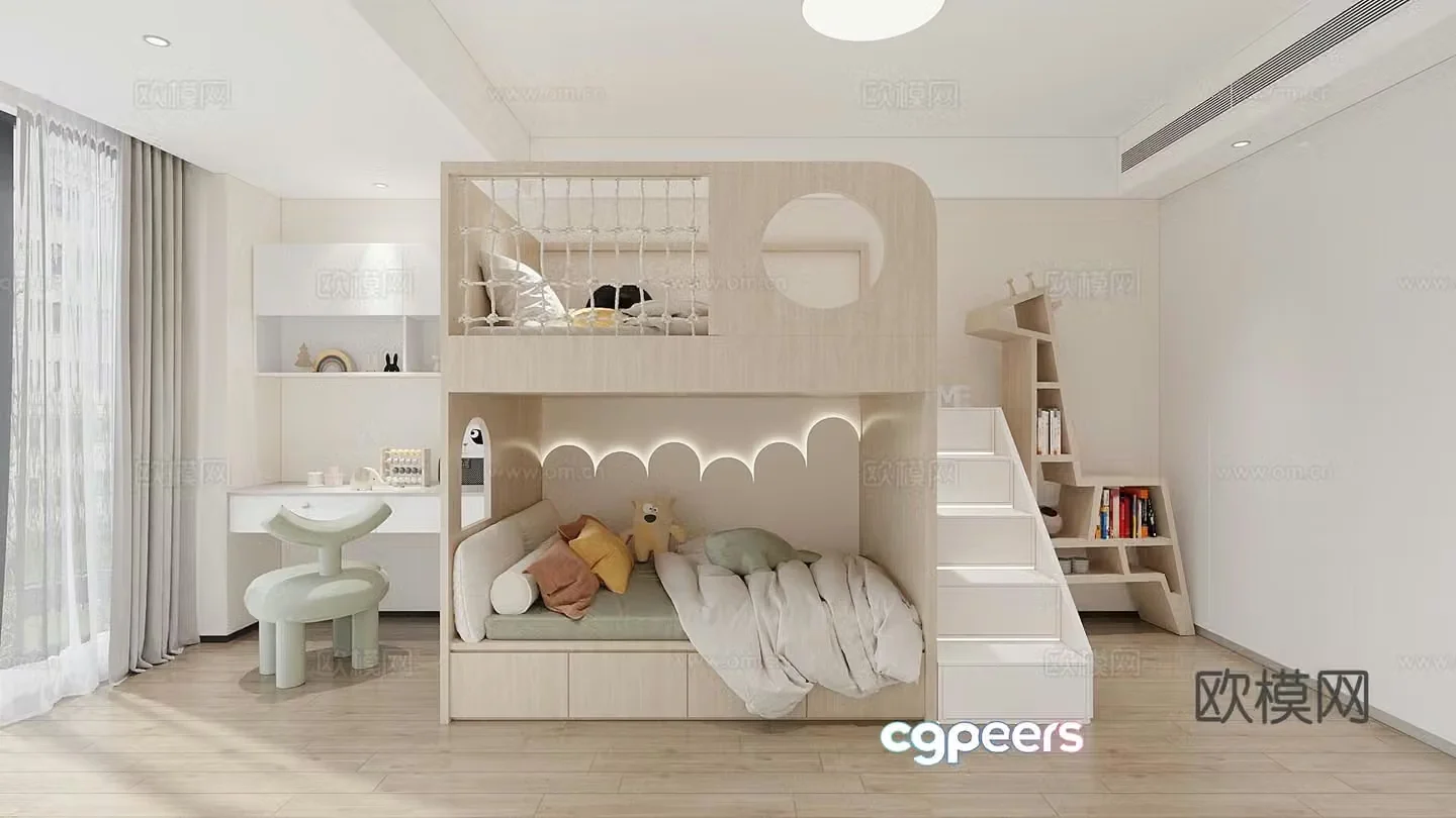 Children’s room with bed and bed children’s room 3d model