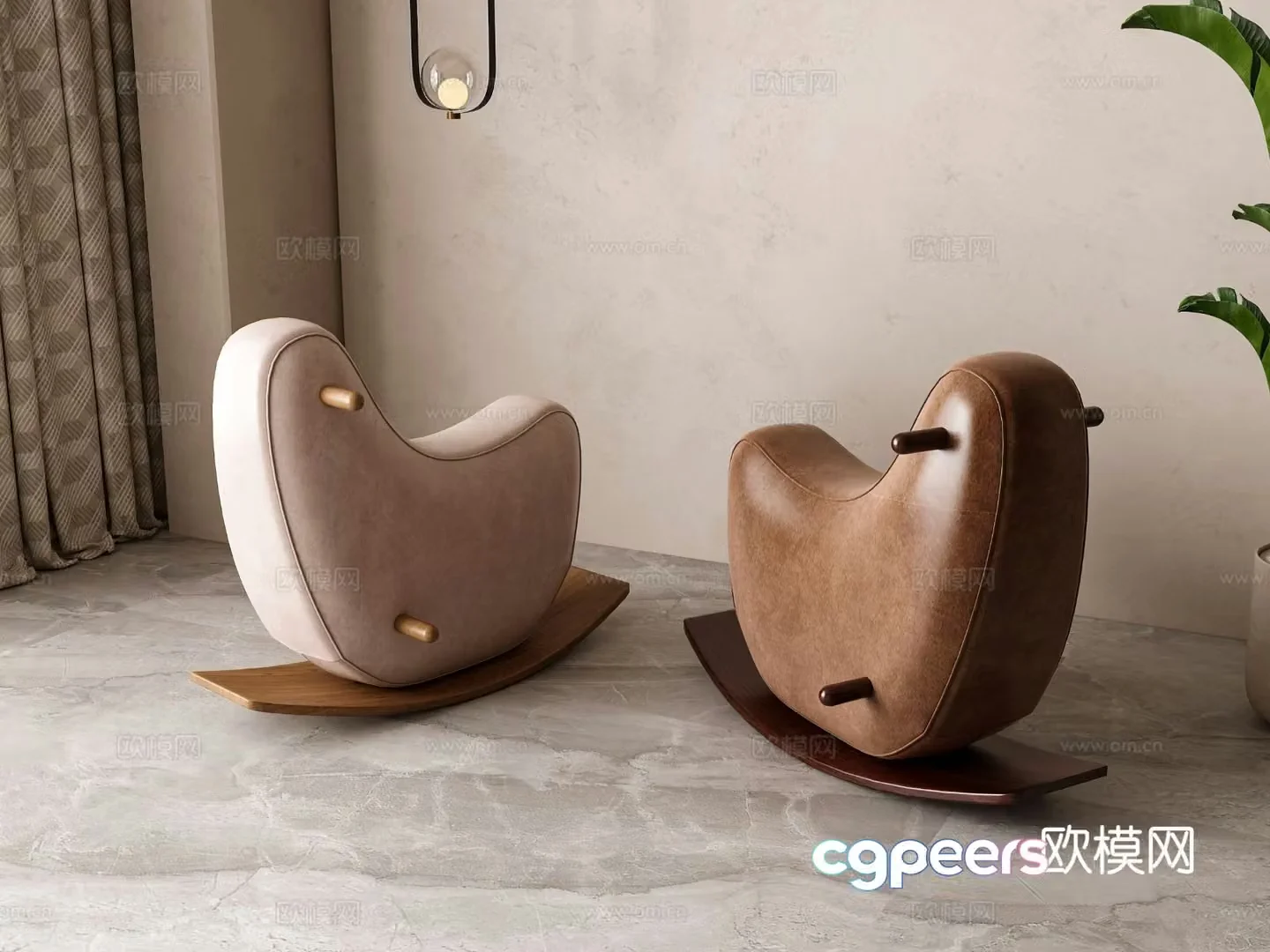 Modern children’s rocking stool wooden horse 3d model