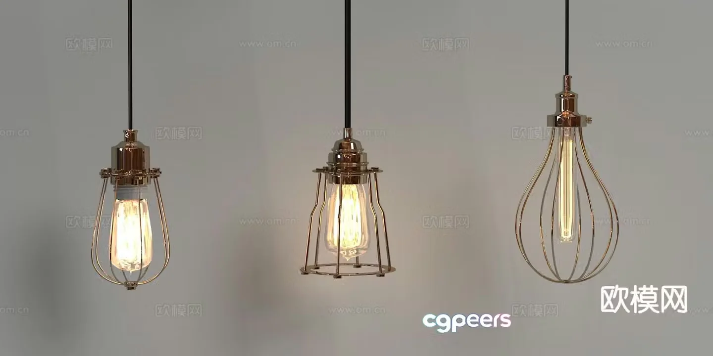 Industrial style small chandelier bedside small chandelier 3d model