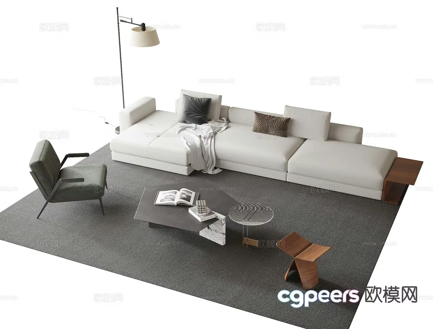 Modern sectional sofa 3d model