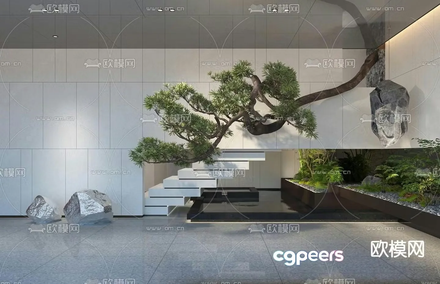 Indoor landscape green plant landscaping 3D model