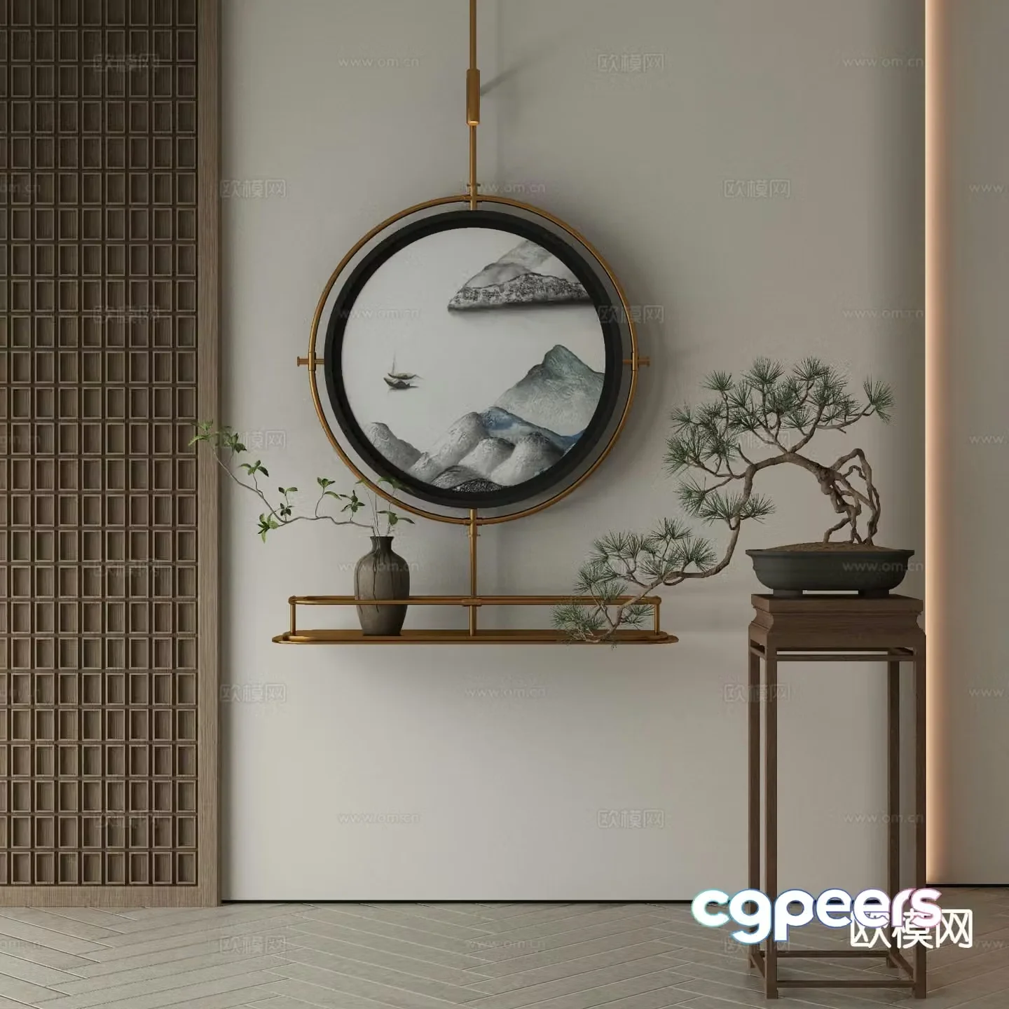 New Chinese style art painting decorative painting 3d model