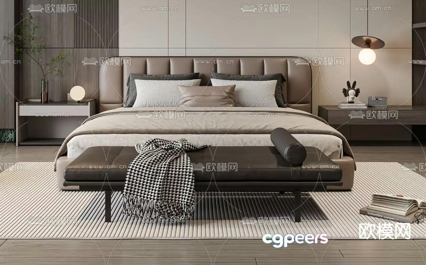 Modern double bed 3d model
