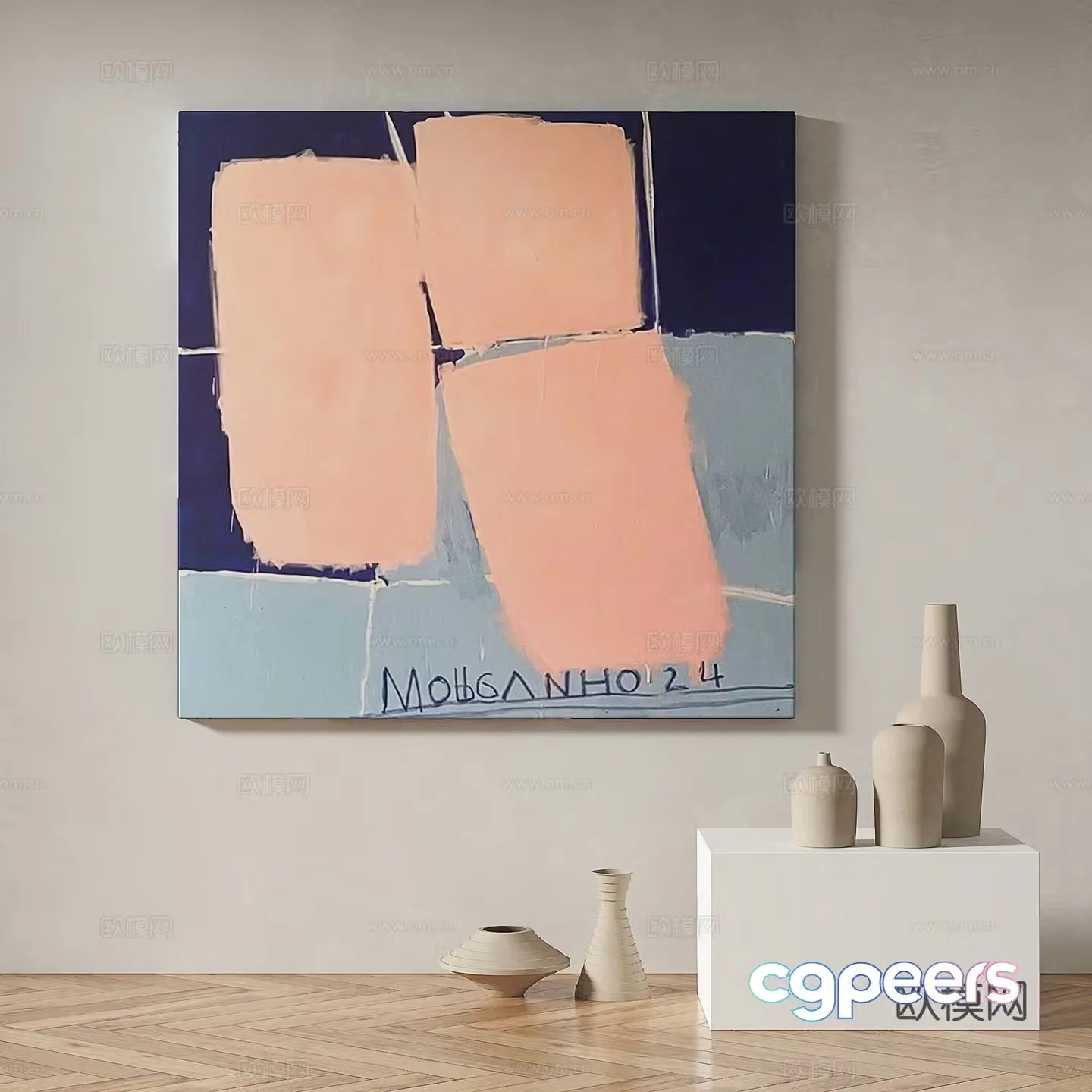 Modern minimalist abstract decorative painting 3d model