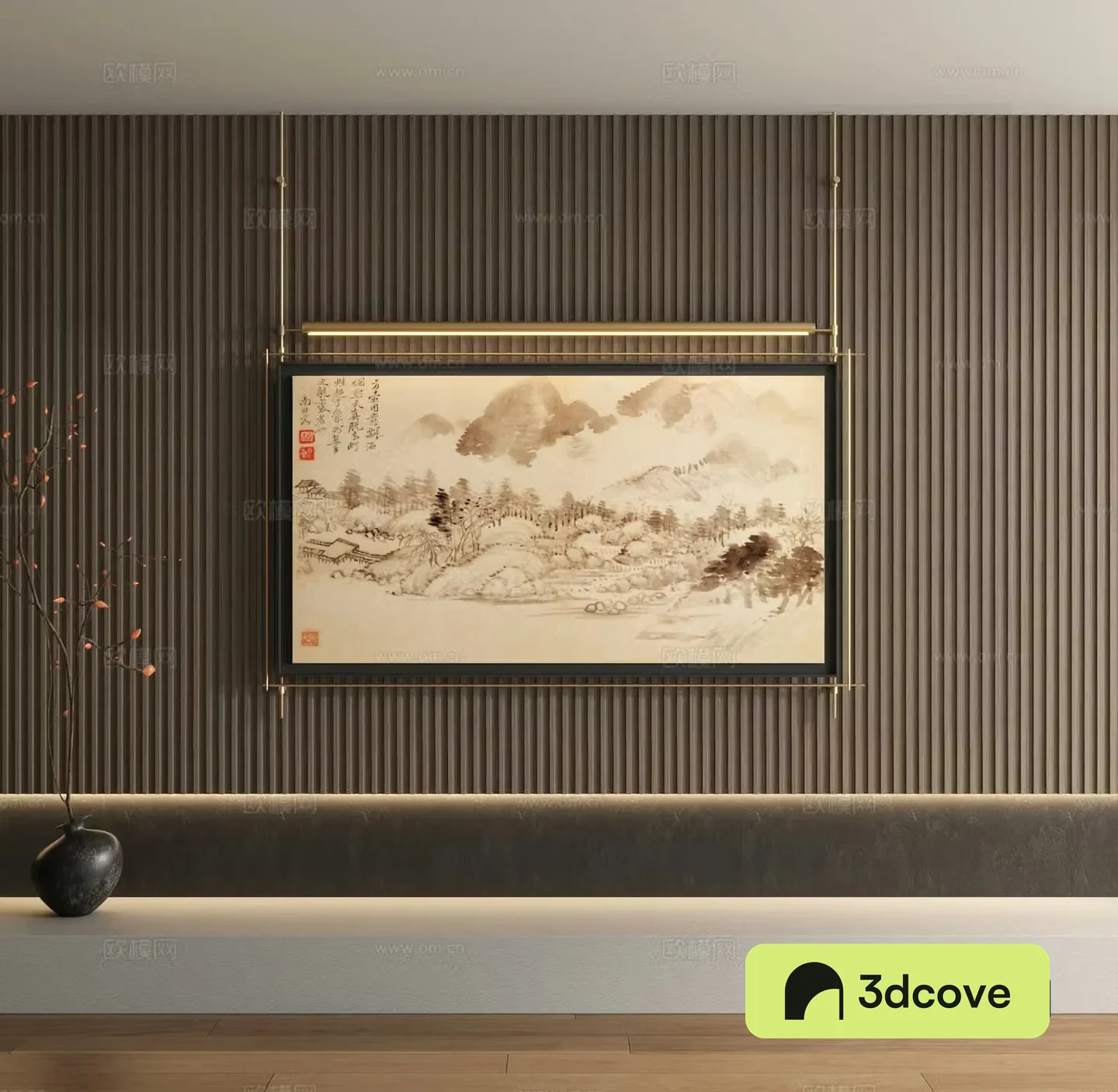 New Chinese style ink painting metal rod decorative painting