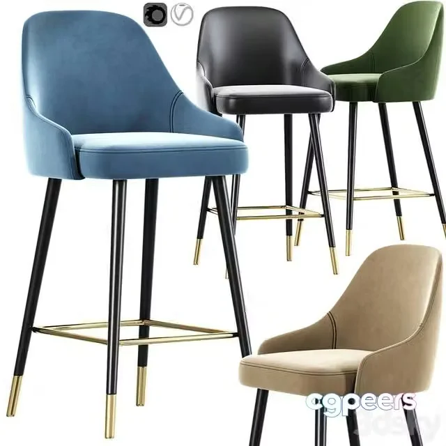 3ds Max Free – Glam Bar Stool Blue Velvet