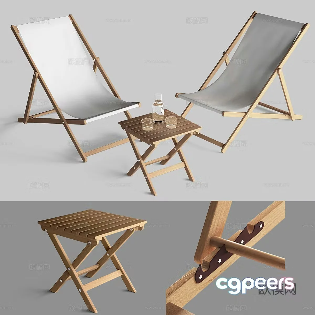 Modern outdoor leisure table and chair 3d model