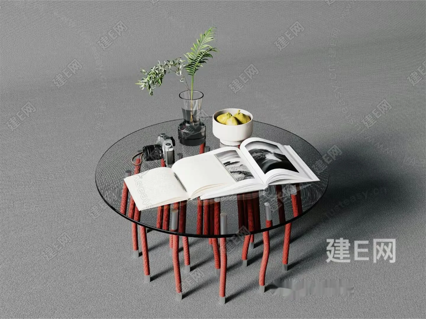 Cozy Glass Table 3D Model – 10371 – VRAY Render