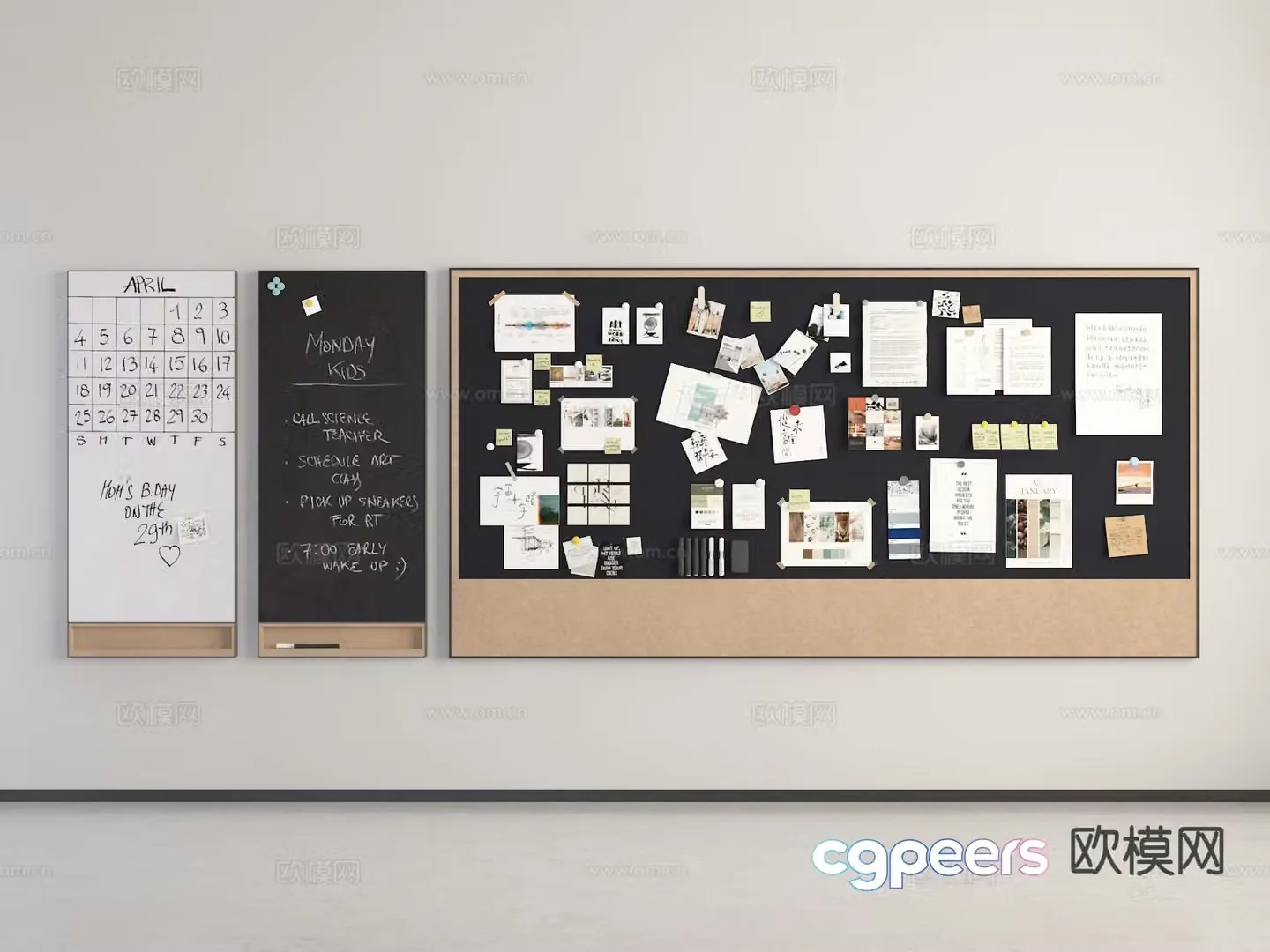 blackboard whiteboard note board 3d model