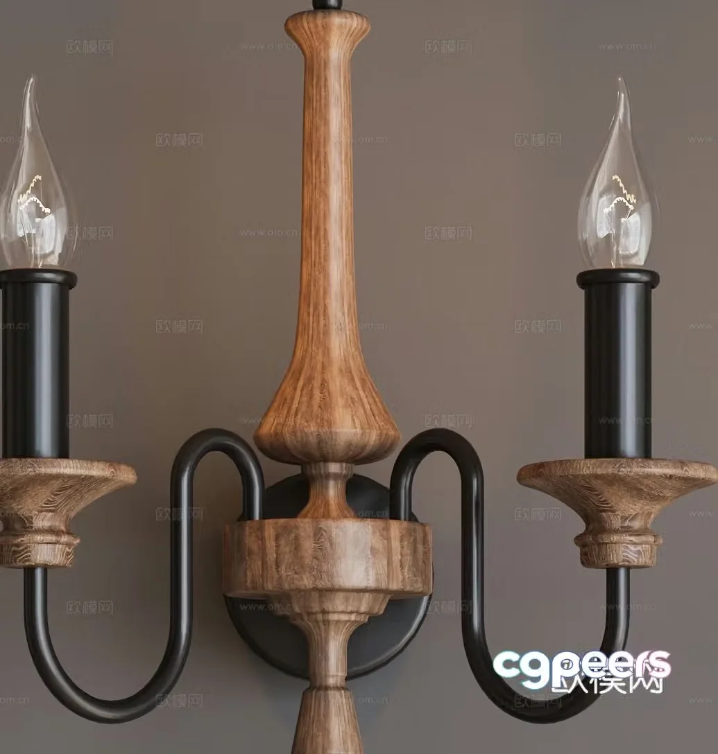 Medieval style wall lamp retro wall lamp 3d model