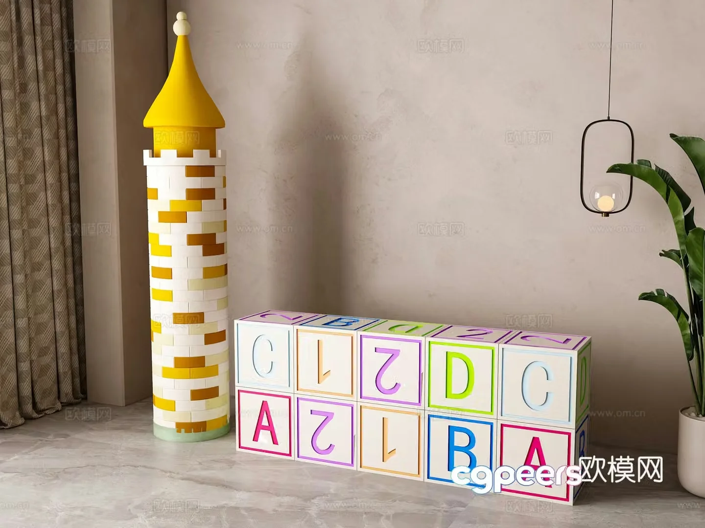 Modern children’s building block toy 3D model