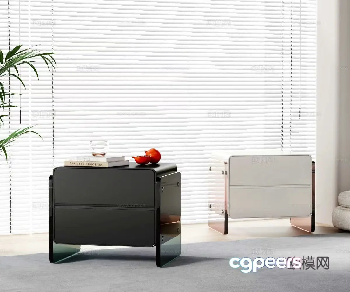 Modern acrylic bedside table 3d model