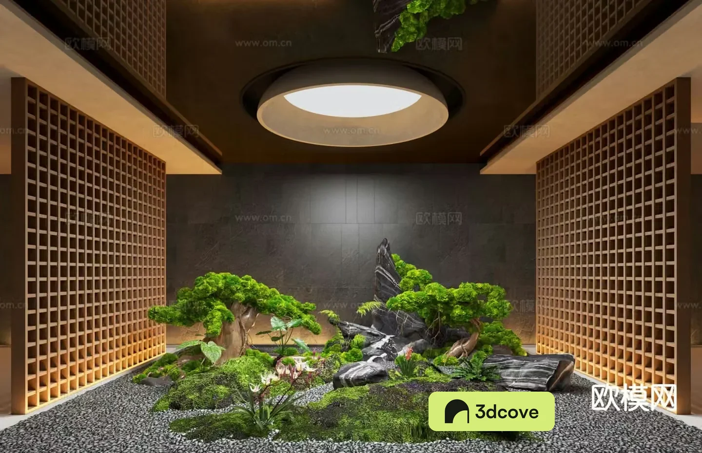 New Chinese style indoor landscape pine tree landscaping dry landscape landscaping