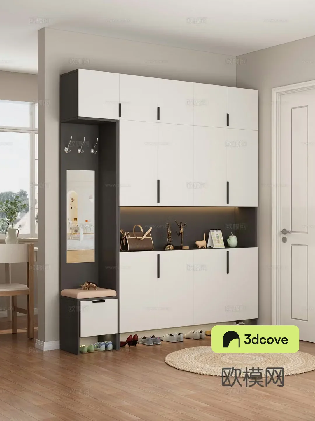 Entrance cabinet entrance door shoe cabinet ornament combination hook shoes carpet