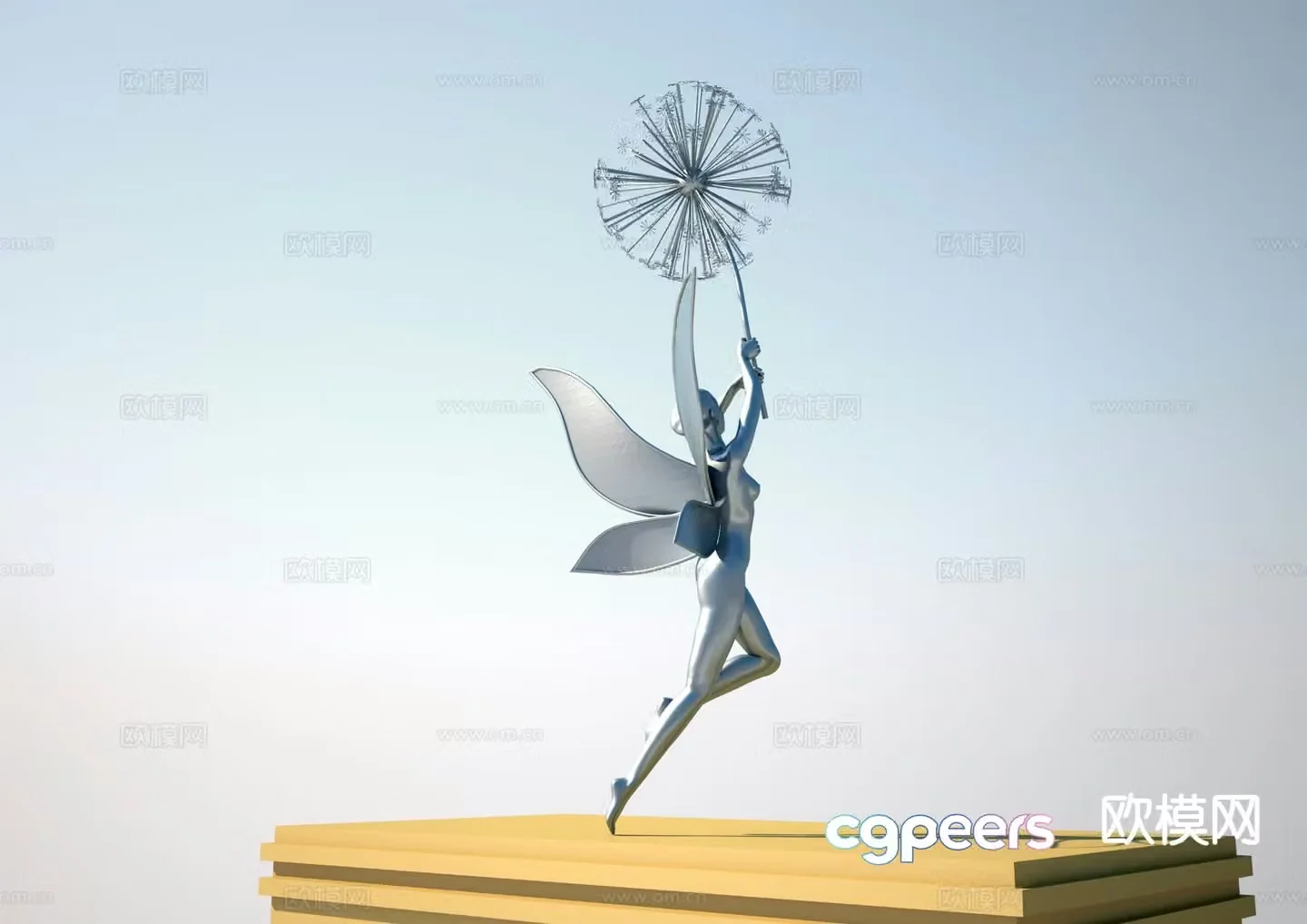 Angel sculpture dandelion sculpture 3d model