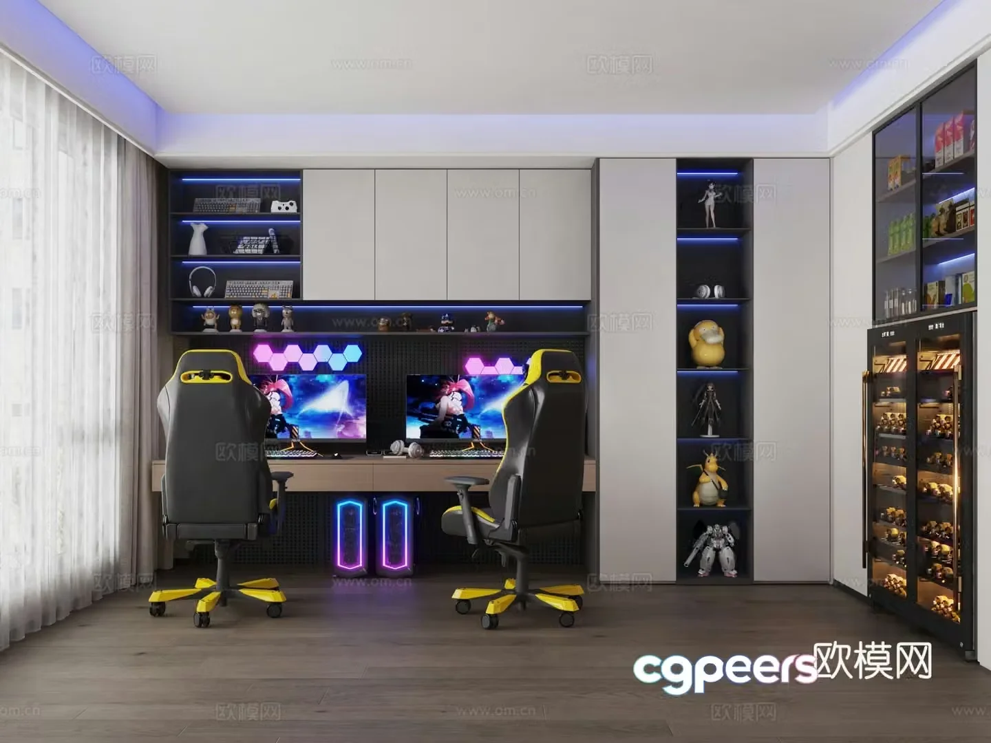 Modern e-sports room entertainment room study snack cabinet figure cabinet 3d model