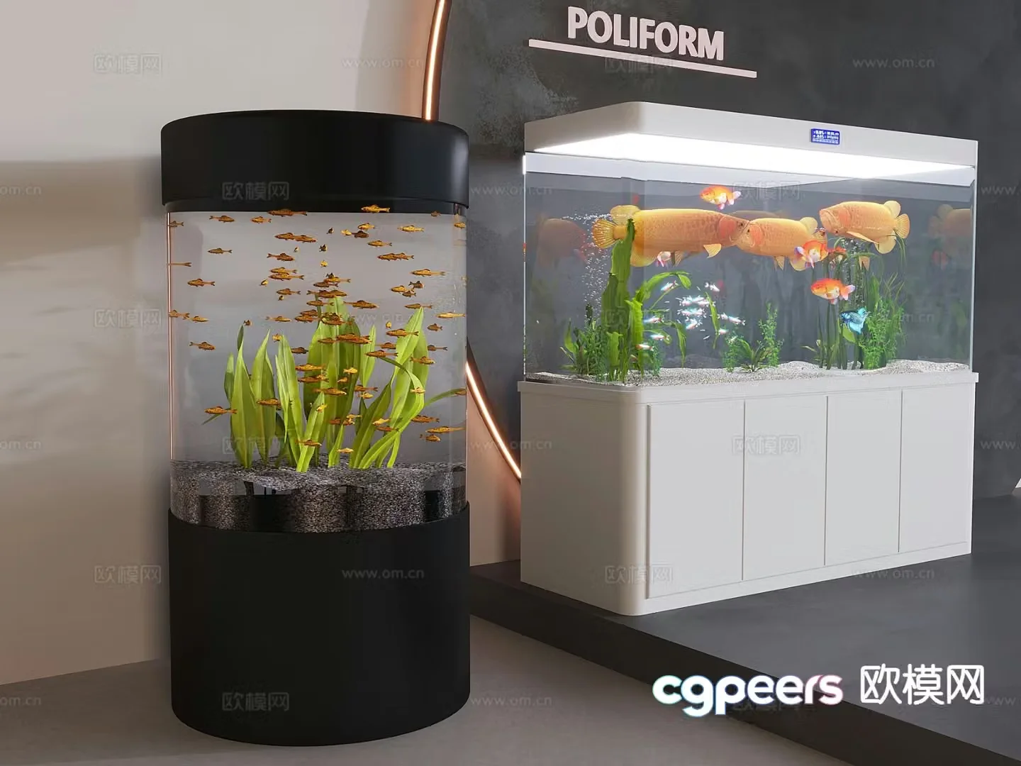 Modern fish tank aquarium ornamental glass fish tank 3d model