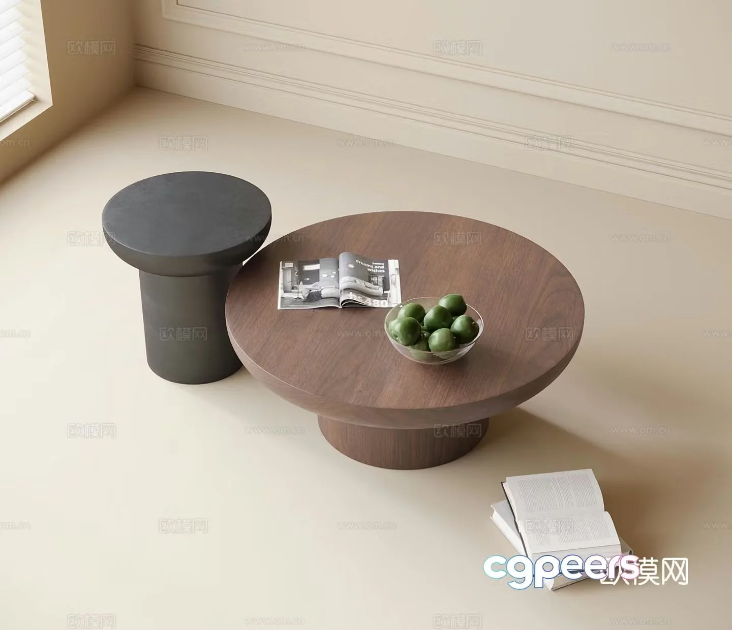 Modern double coffee table 3d model