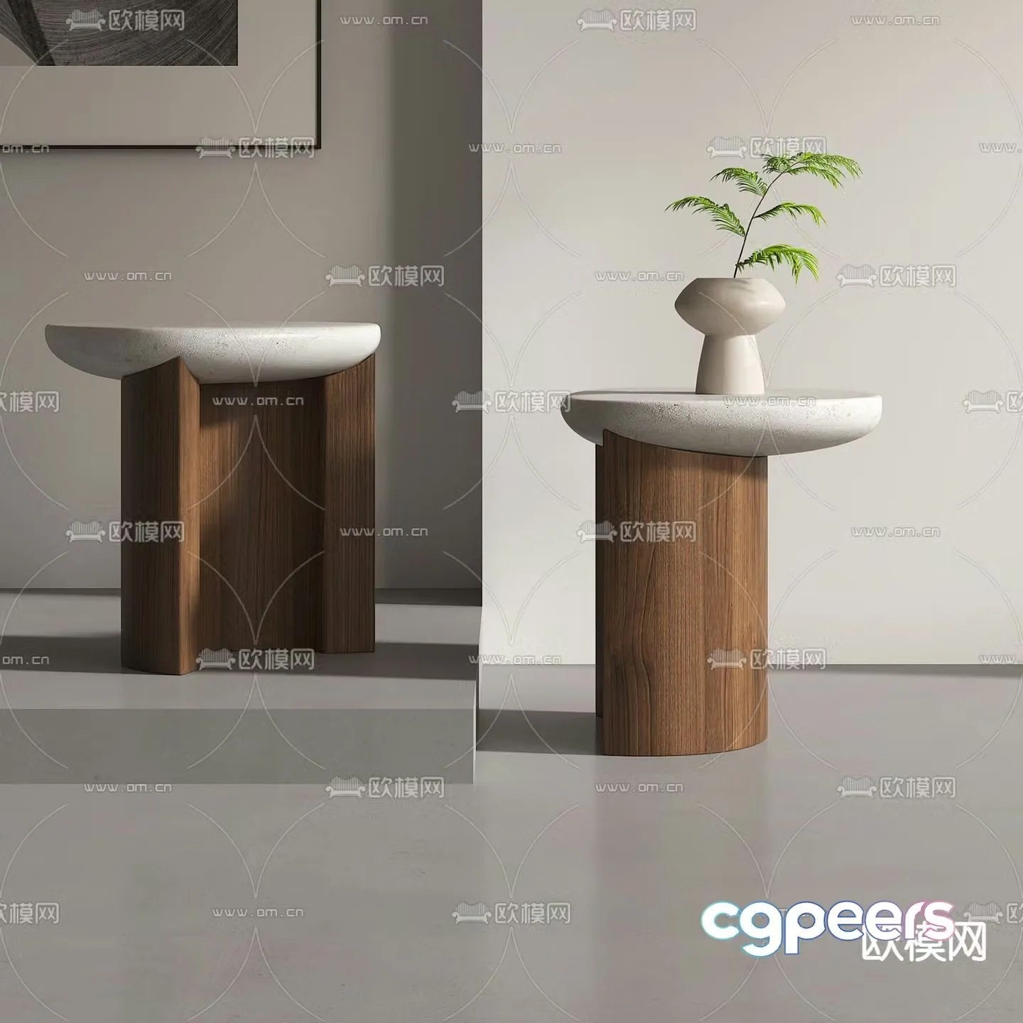 Wabi-sabi circle table side table corner table 3D model