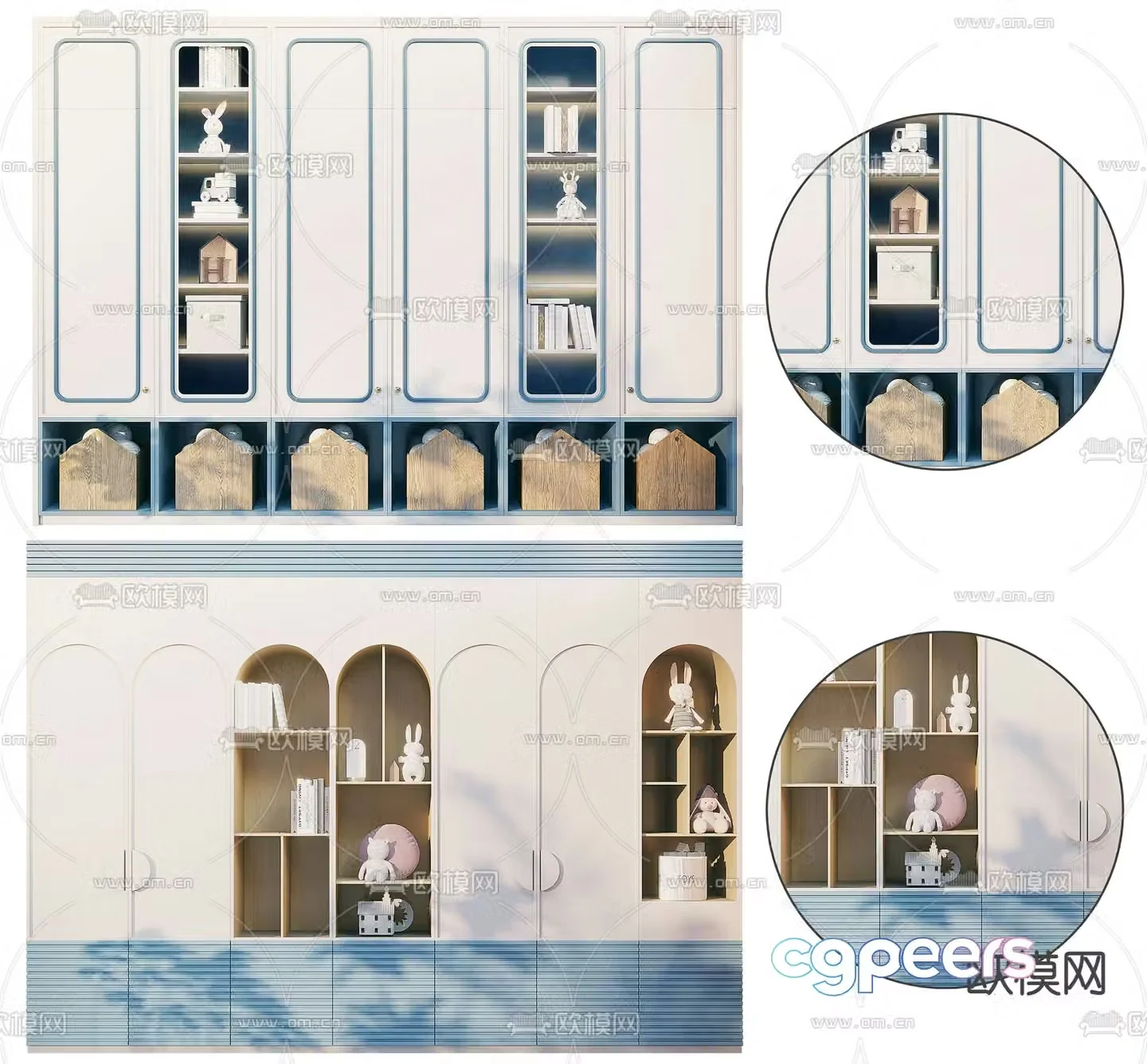 Modern children’s wardrobe bookcase 3d model