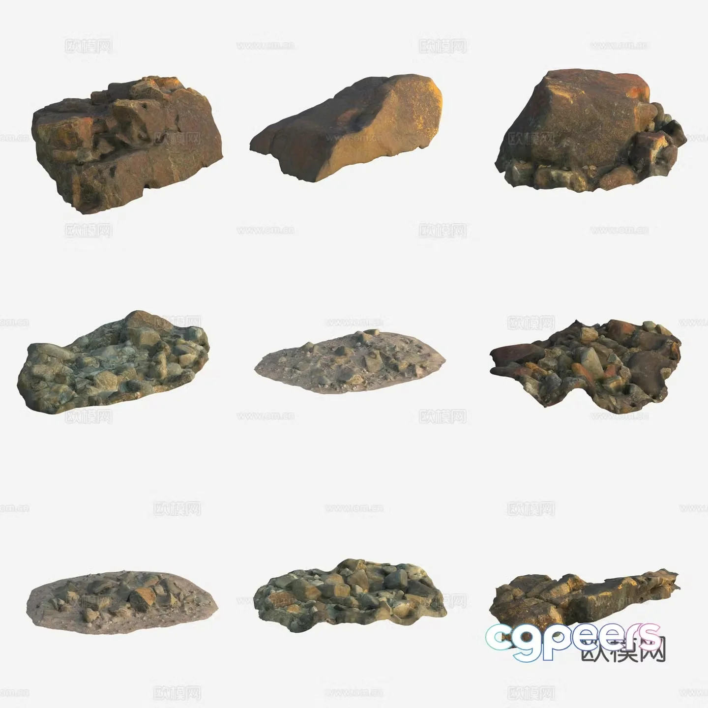 Rock volcanic stone large stone pile 3d model