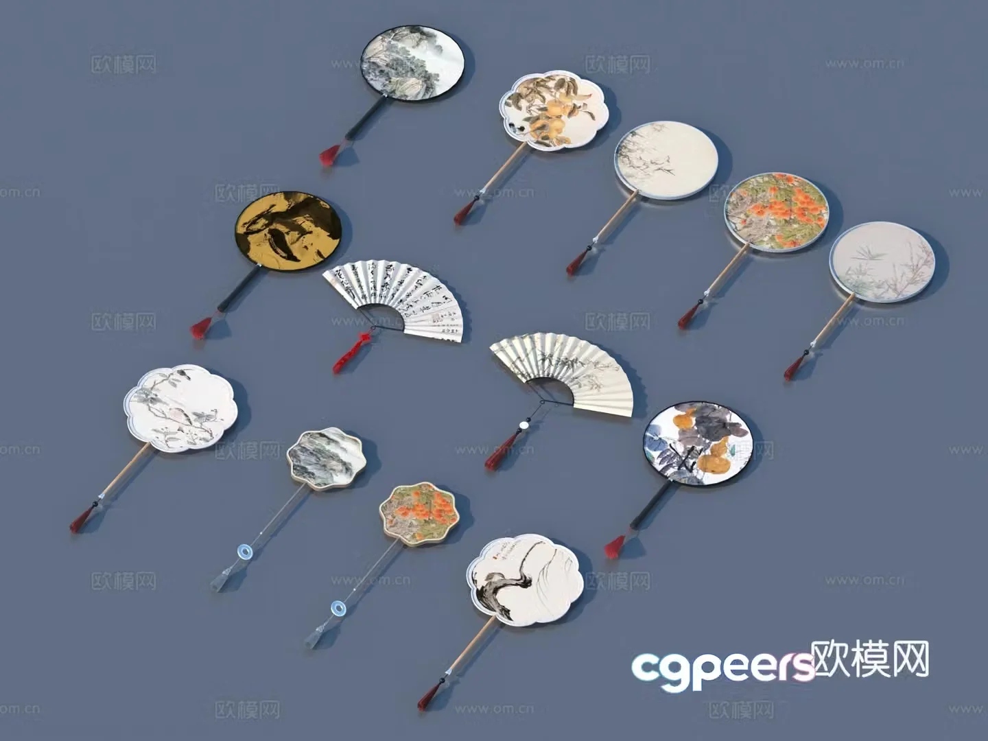 Fan Paper Fan Round Fan Chinese Fan 3D Model