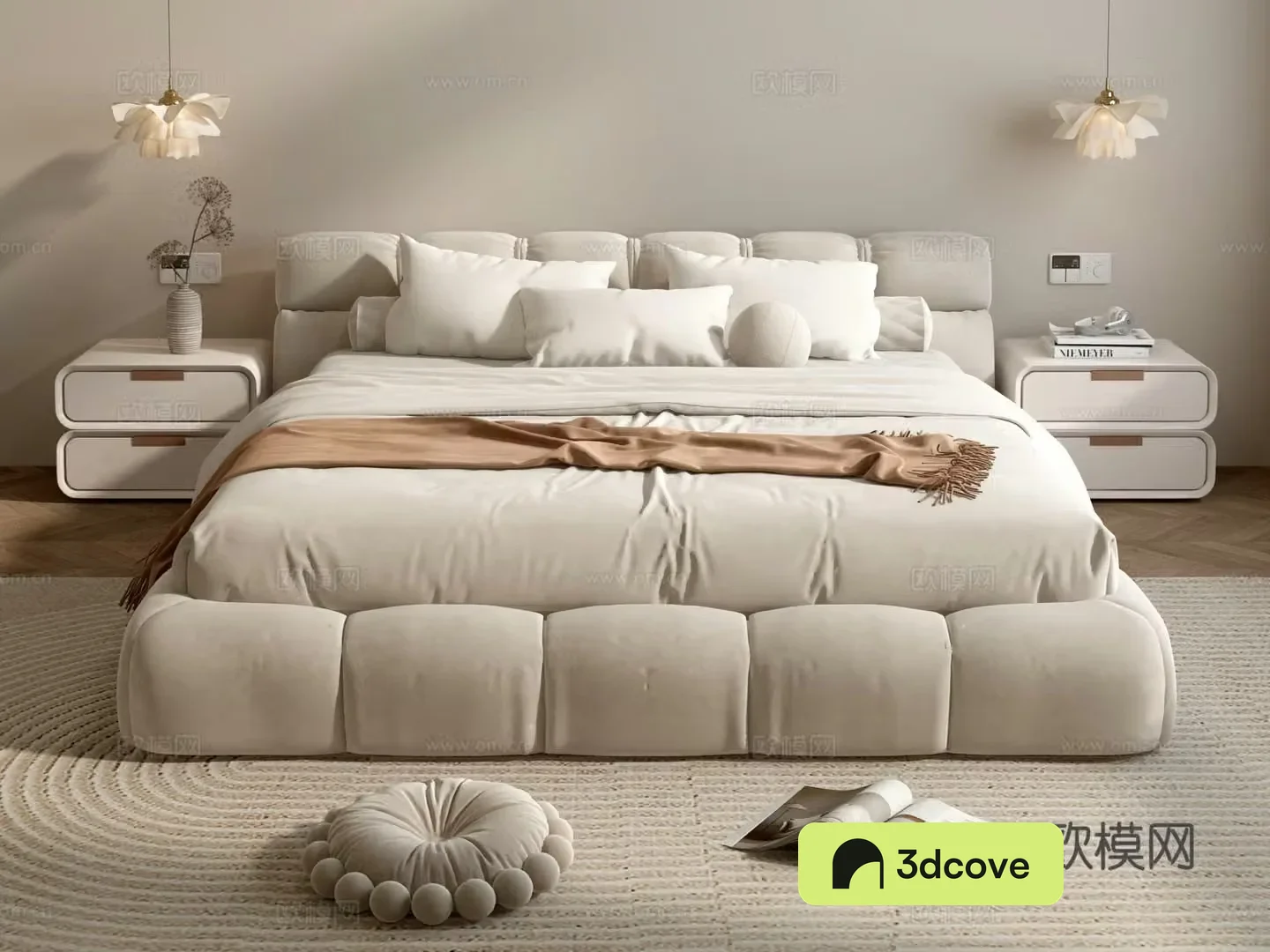 Creamy wind double bed