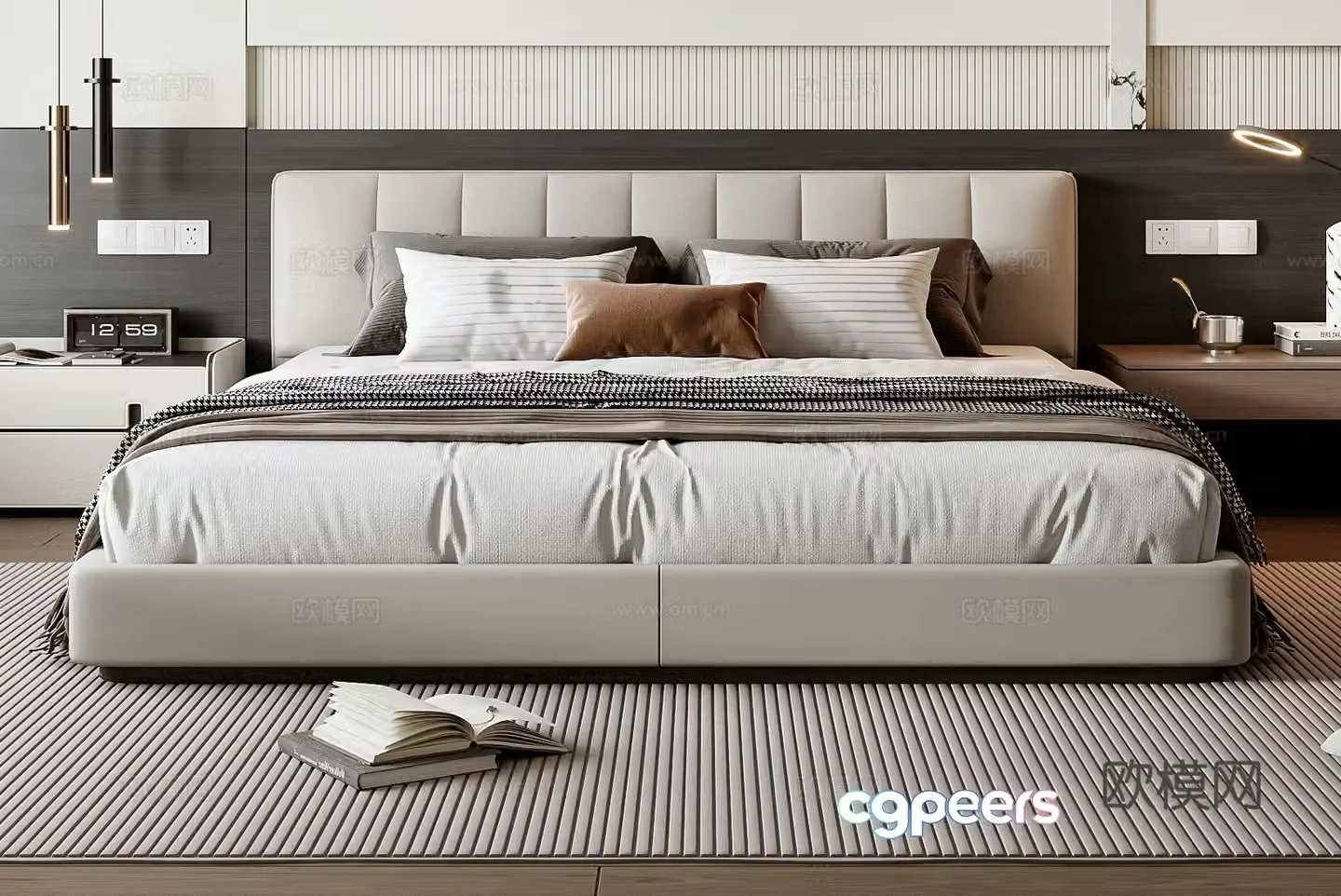 Modern double bed 3d model