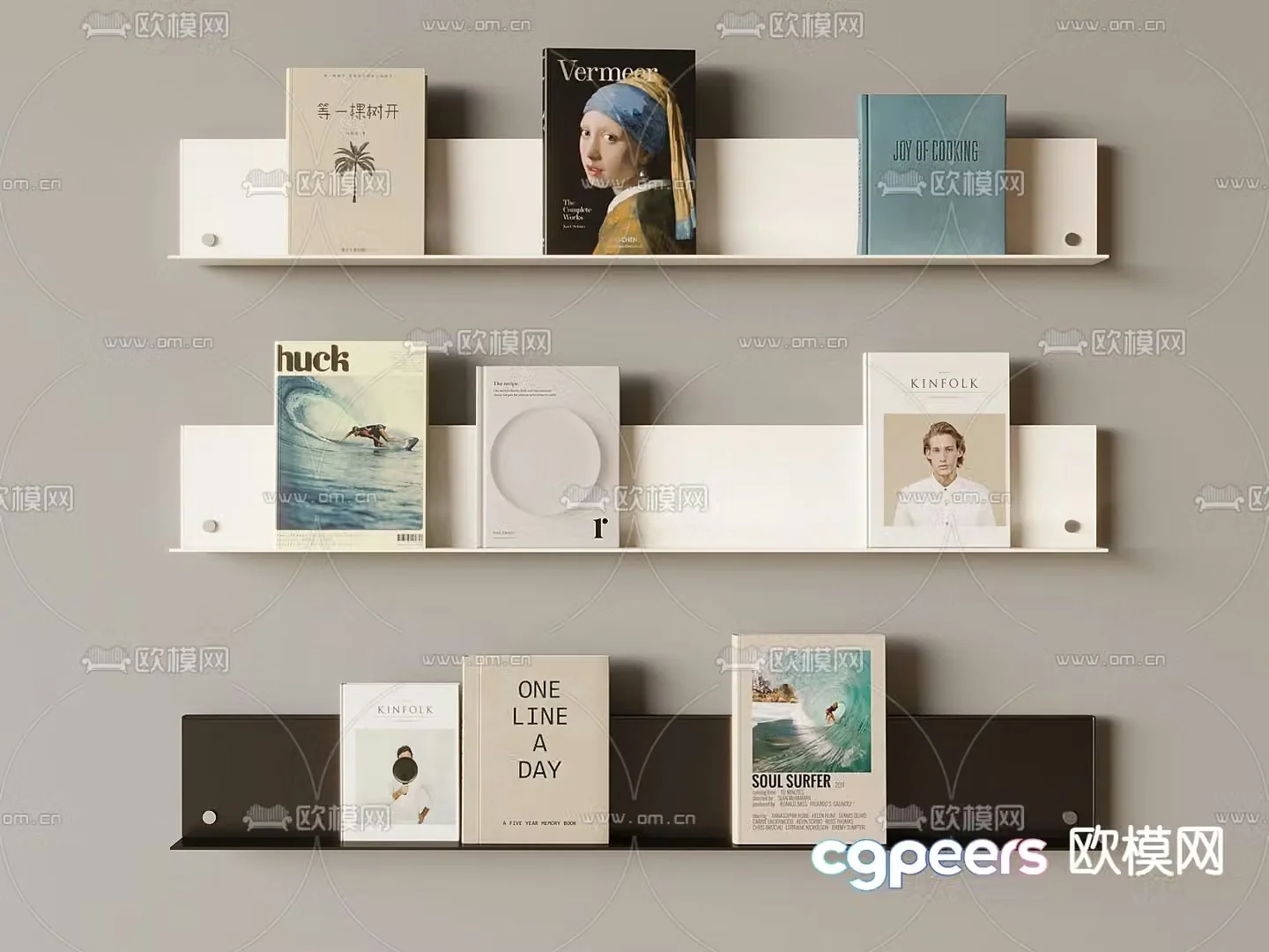 Nordic shelf partitioned bookshelf 3D model