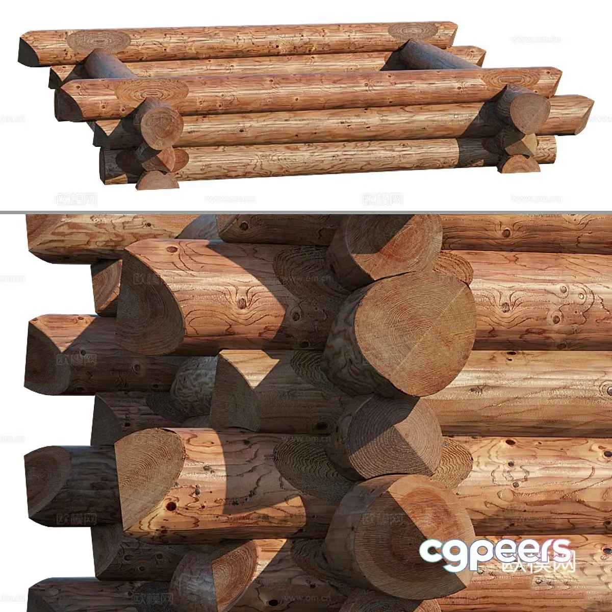 Wooden square column partition 3d model
