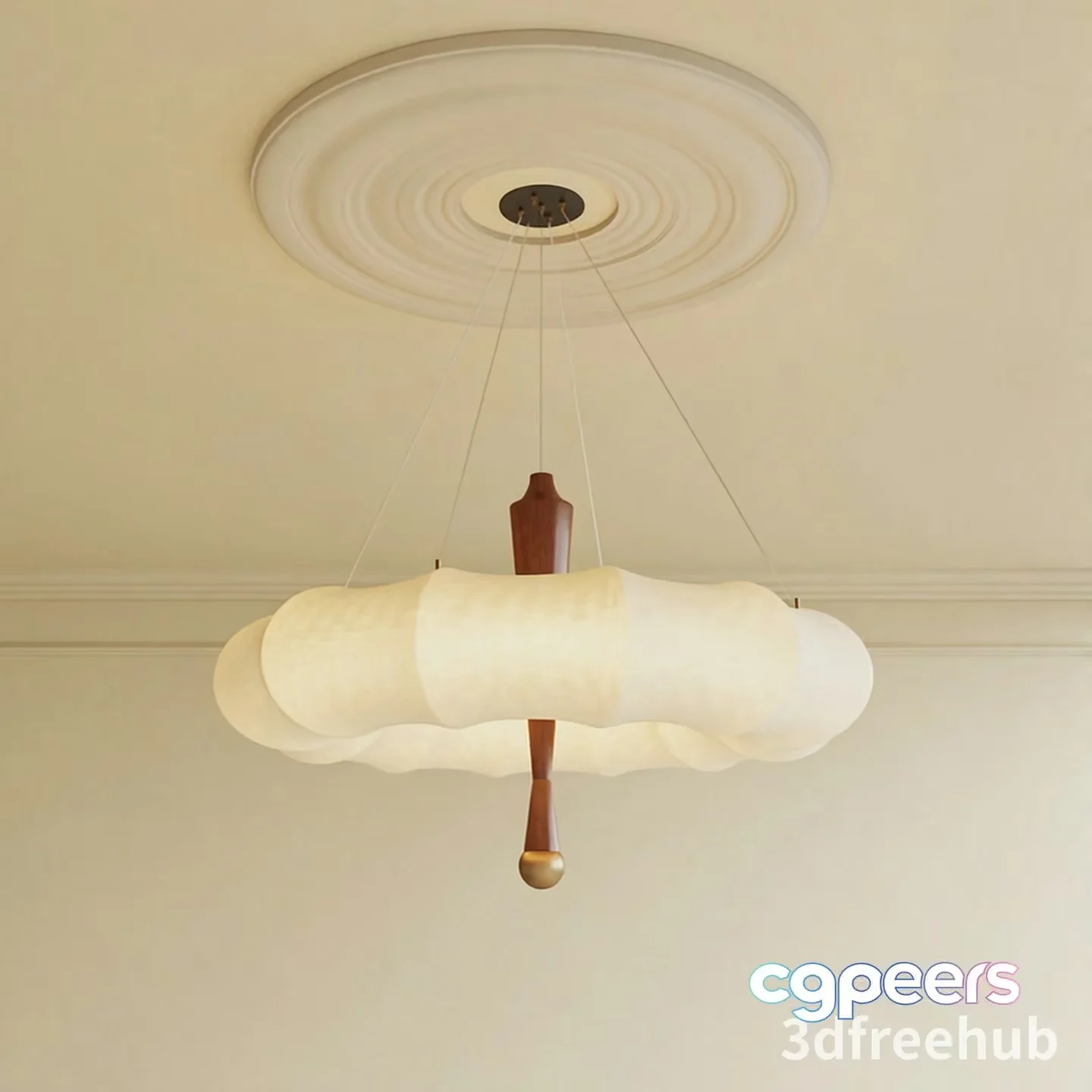 A Light Fixture With A Wooden Design 3D Model – 20813 – VRAY Render