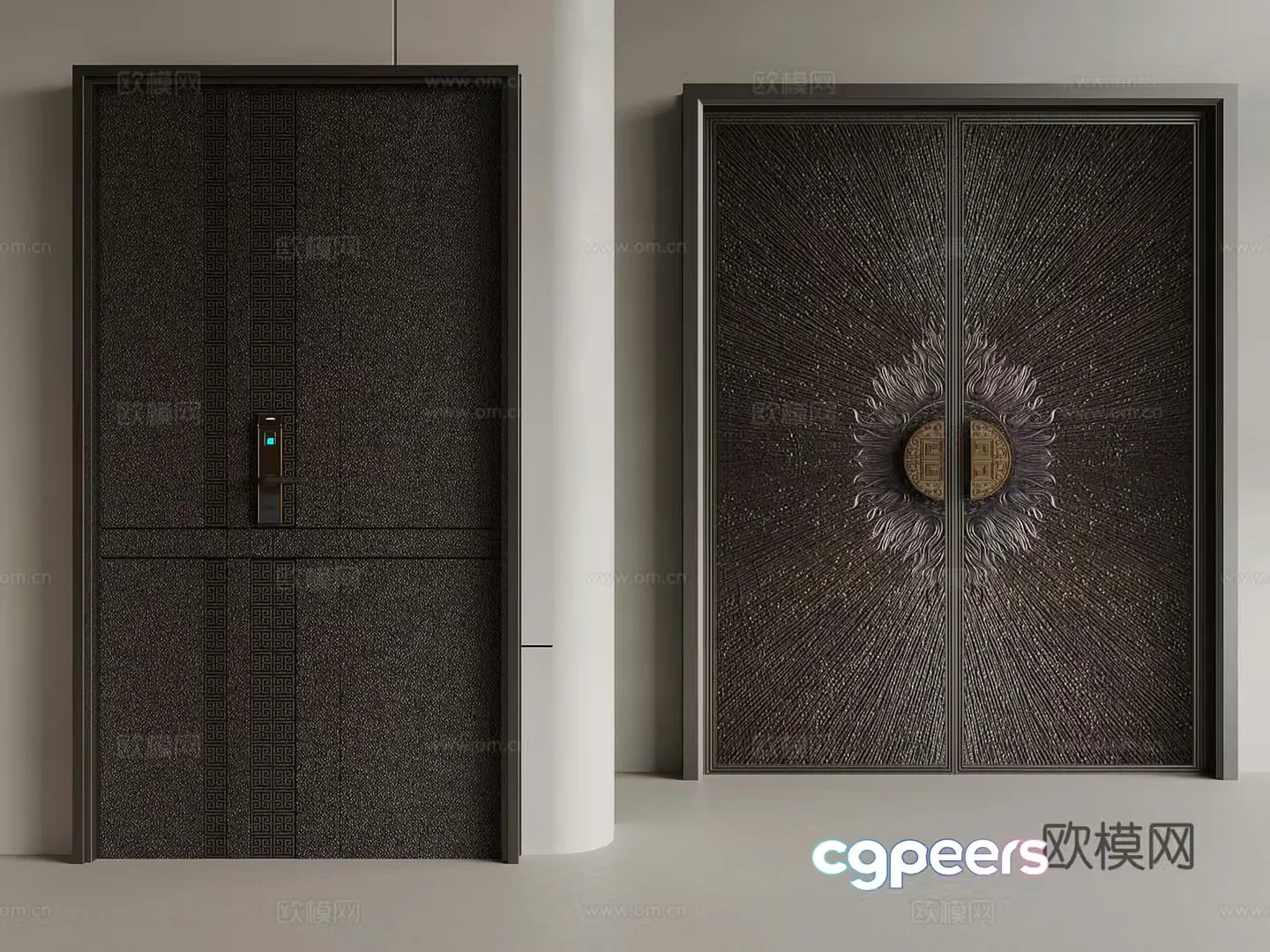 Door New Chinese style double-opening door mother and child door 3D model