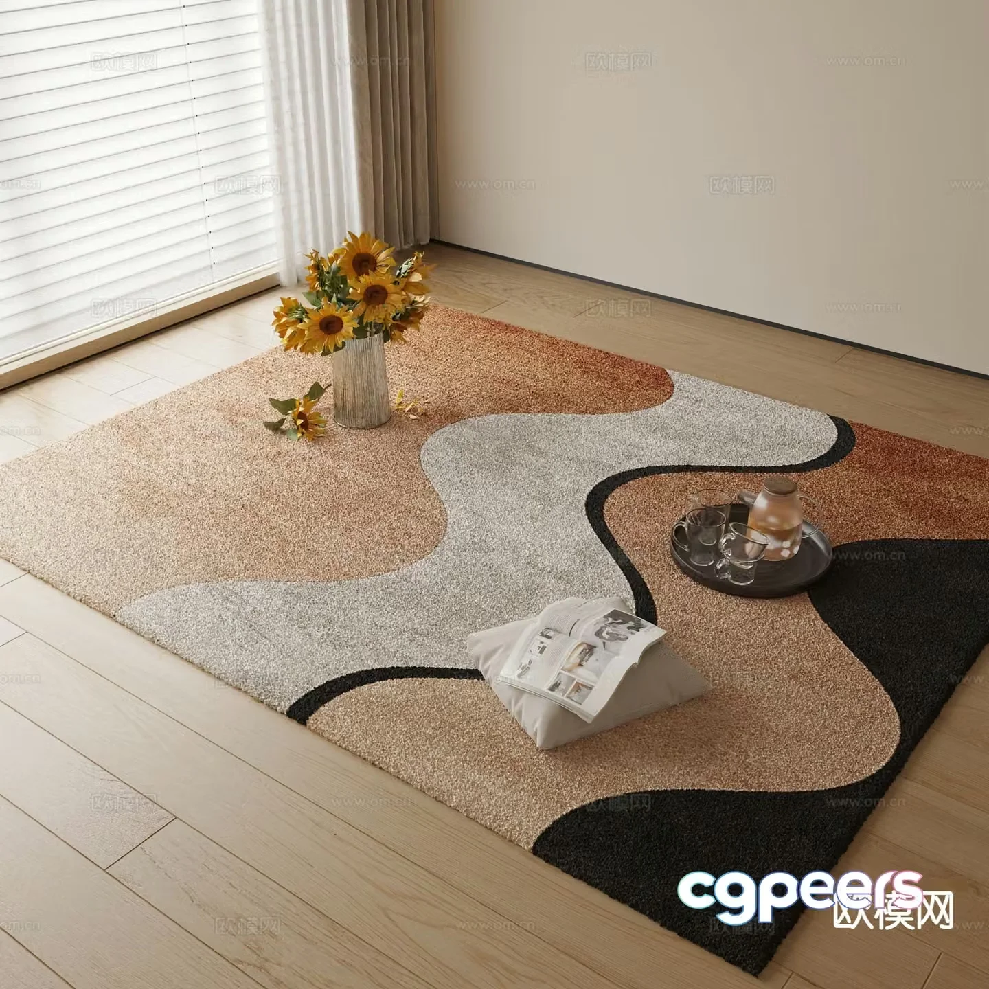 Modern square carpet 3d model