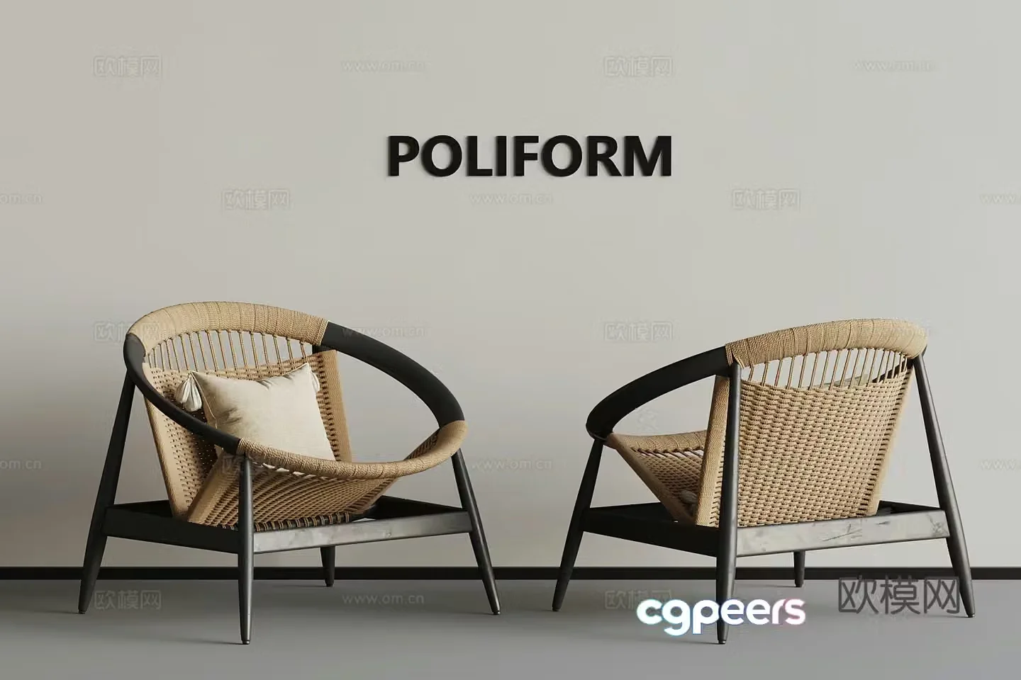Modern rattan leisure chair 3d model