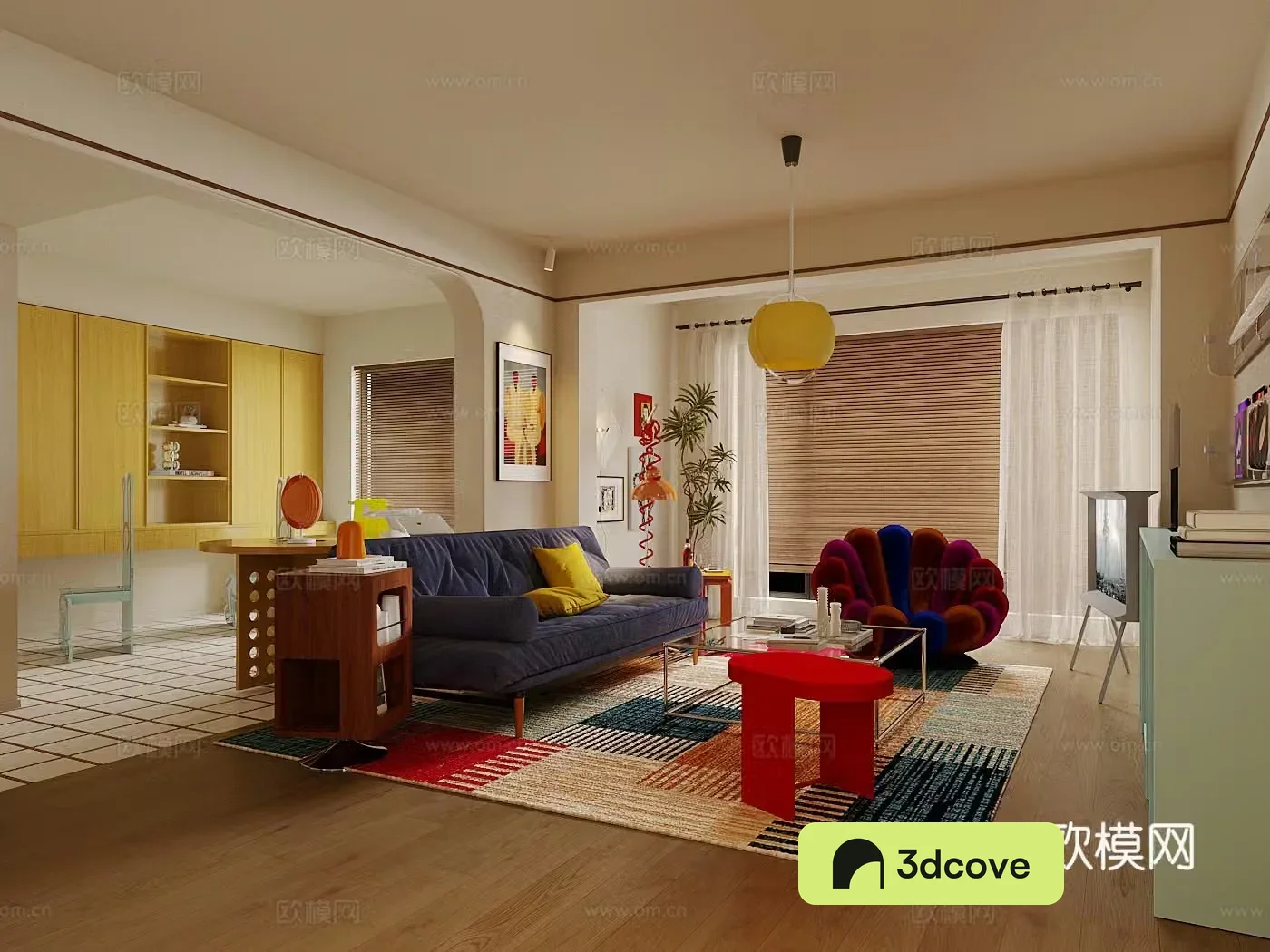 Modern home living room Bauhaus living room Memphis living room Retro style living room Dopamine furniture