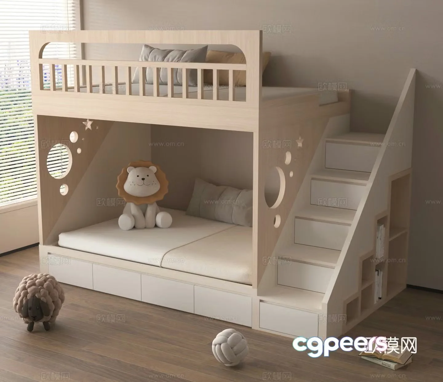 Up and down bed Children’s bed Up and down bunk High and low bed 3D model