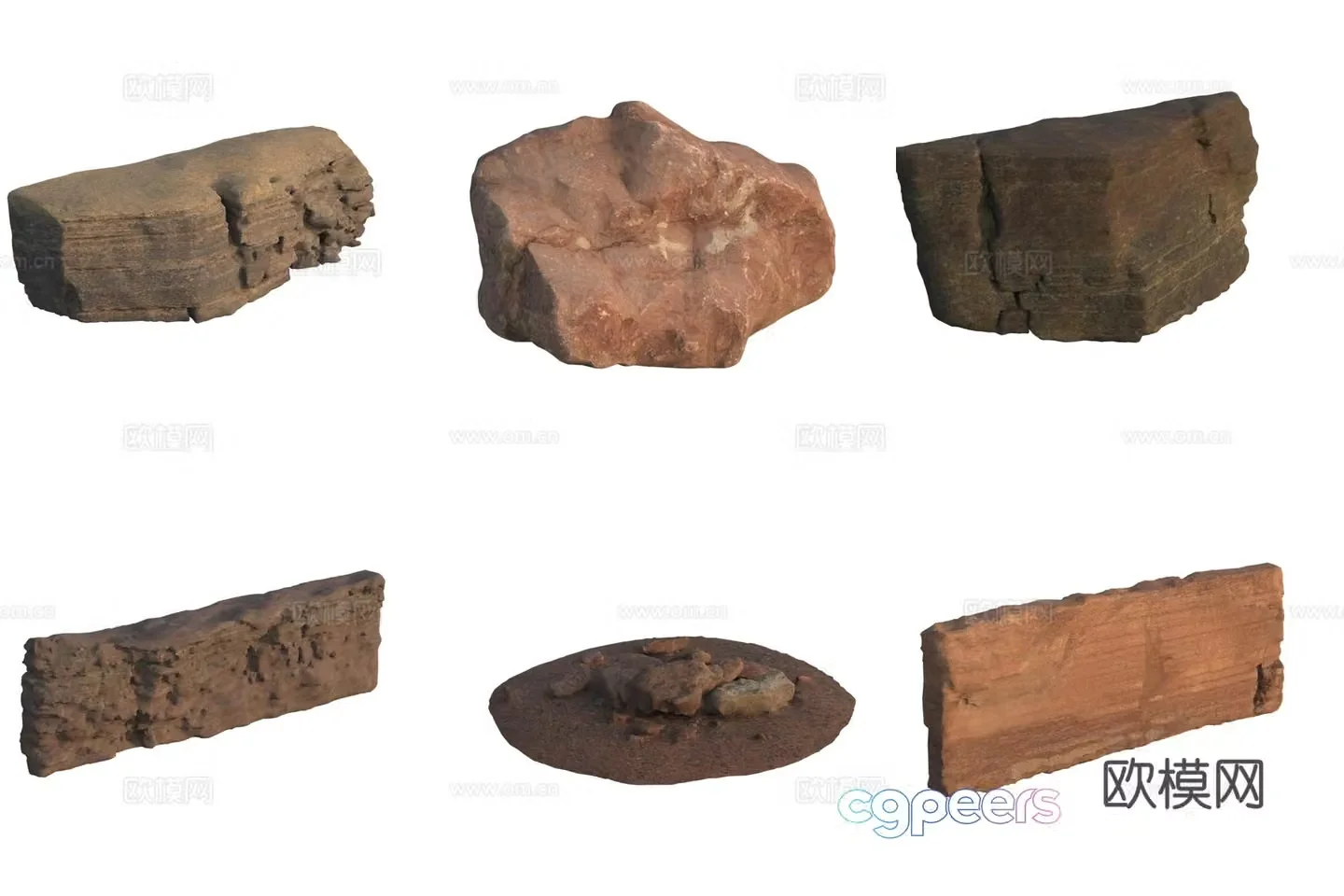 Quarry stone wall cliff huge stone pile 3d model