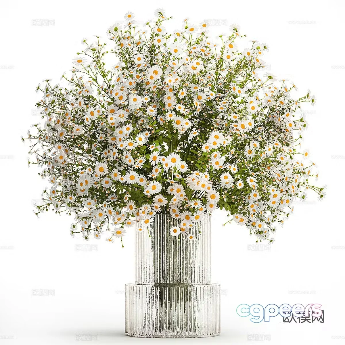 Modern vase flower art daisy – chamomile 3d model