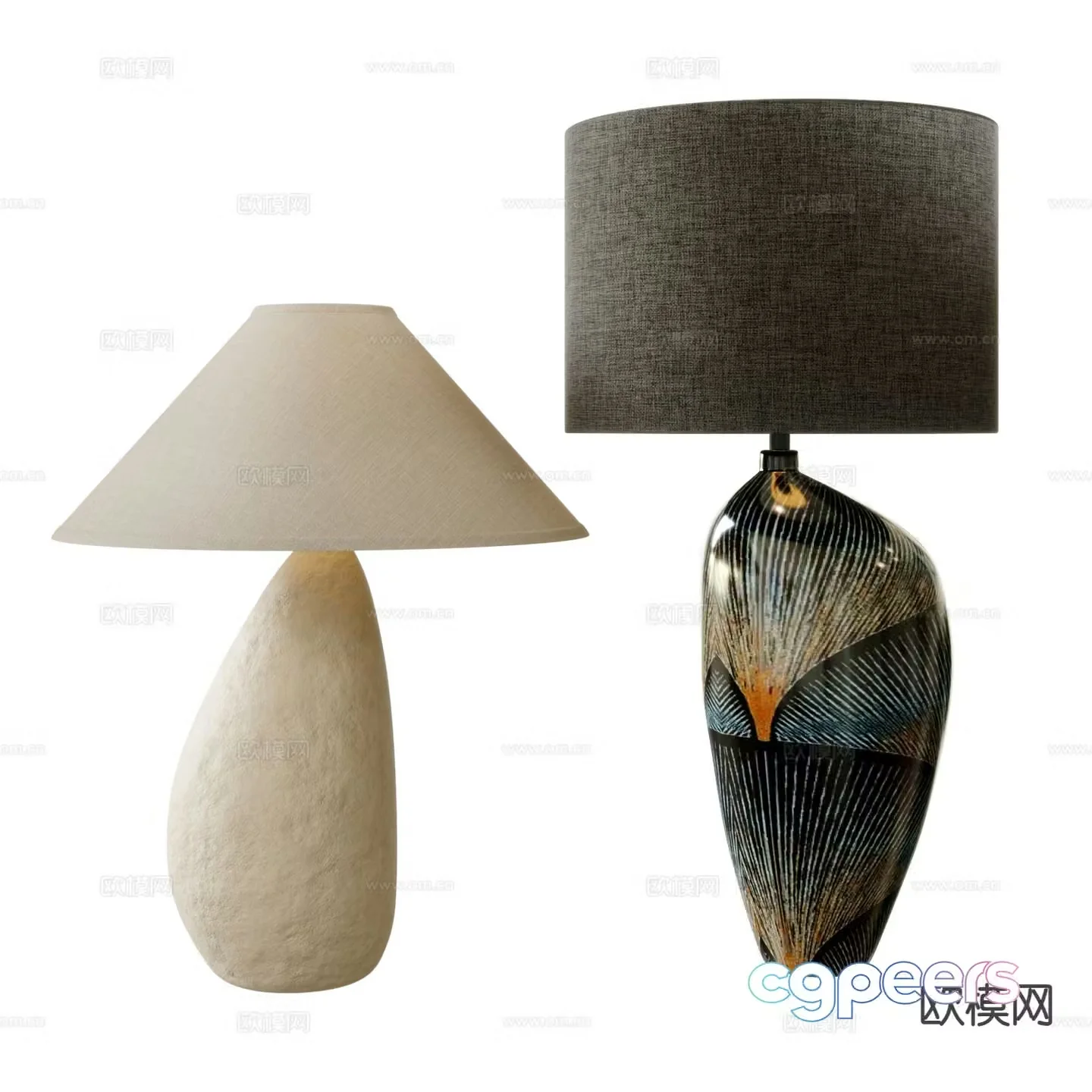 Wabi Sabi table lamp ceramic table lamp 3d model