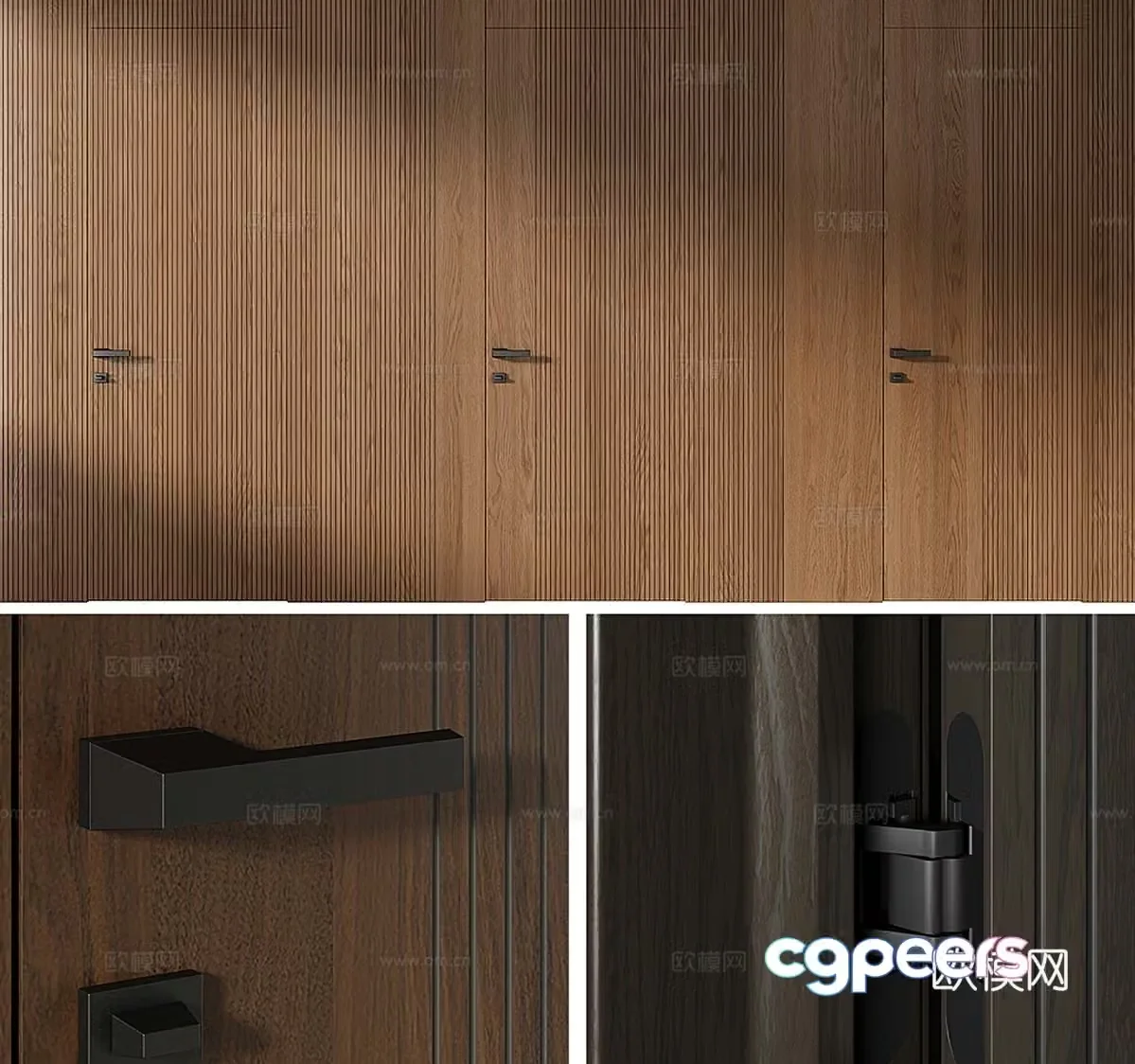 Nordic door simple door entry door wooden door single door 3d model