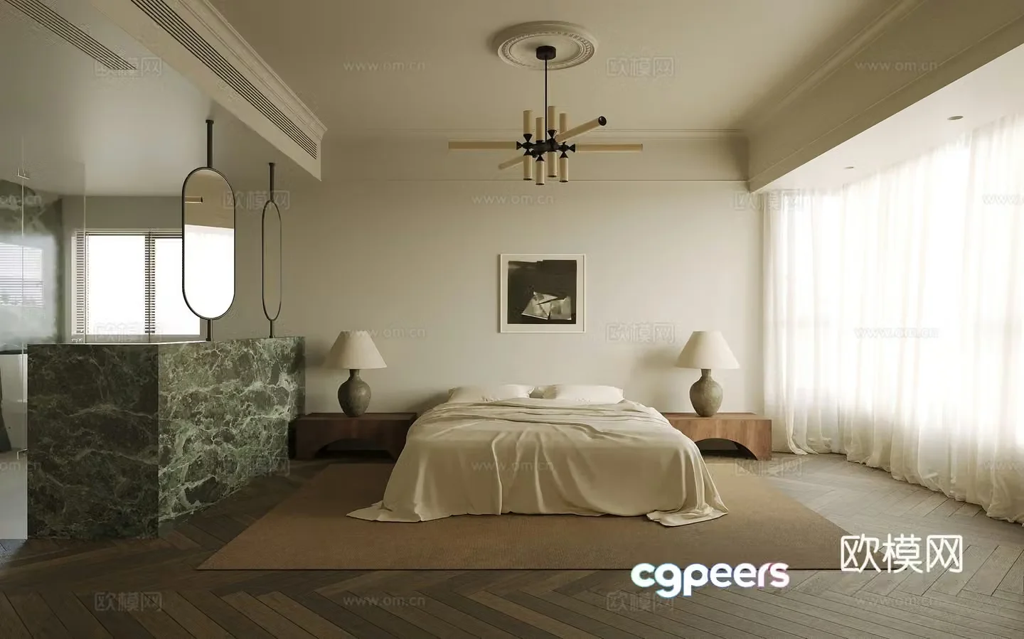 Modern medieval bedroom 3d model